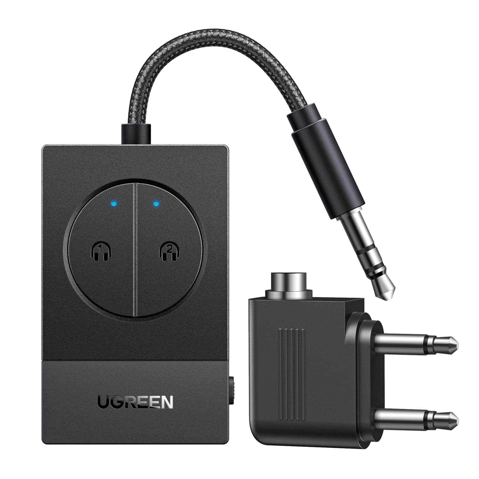 UGREEN Transmisor Bluetooth 5.4 para TV Avión Aux 3.5 mm Adaptador Transmisor Bluetooth Audio para Auriculares Altavoces