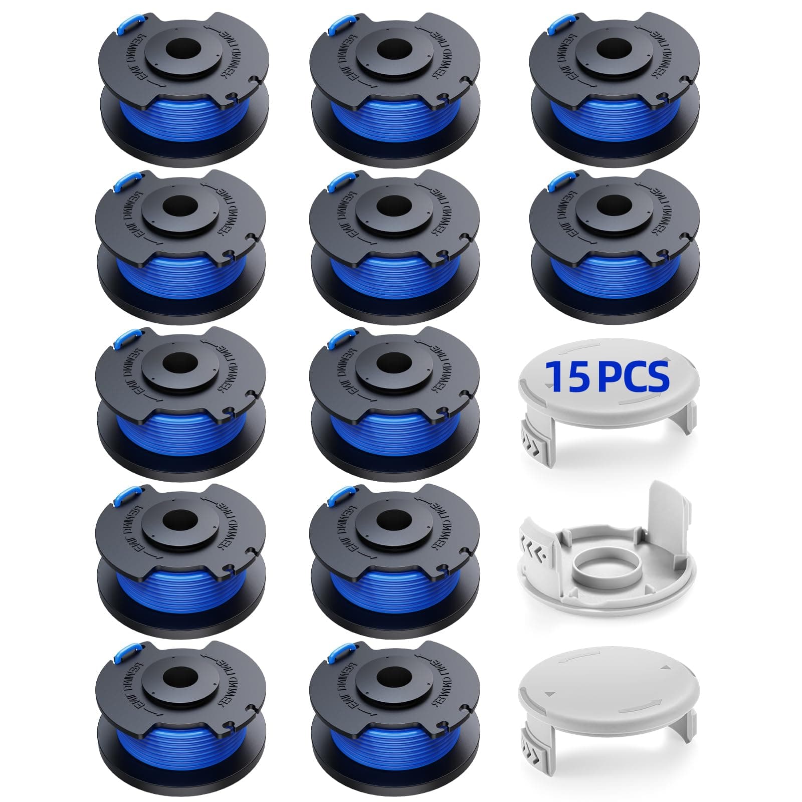 YWTESCH 15 Bobine Fil Coupe Bordure Convient pour Ryobi One +18v 24v 40v Coupe Bordures, *Ø1.65 cm*3.4m Longueur AC14RL3A Remplacements Coupe Bordure(12 Fil Coupe Bordure,3 Couvercle)
