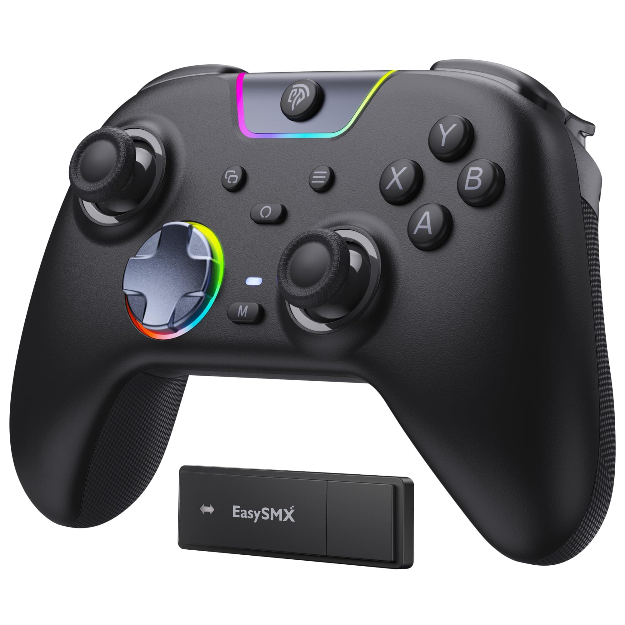 EasySMX Manette PC Sans Fil avec Boutons Silencieux/RGB/Déclencheurs Hall à Deux Niveaux/Joystick Sans Dérive, X05PRO Contrôleur Mobile pour PC/Switch/Android/iOS/Steam/Android TV Box, 1000 mAh, Noir