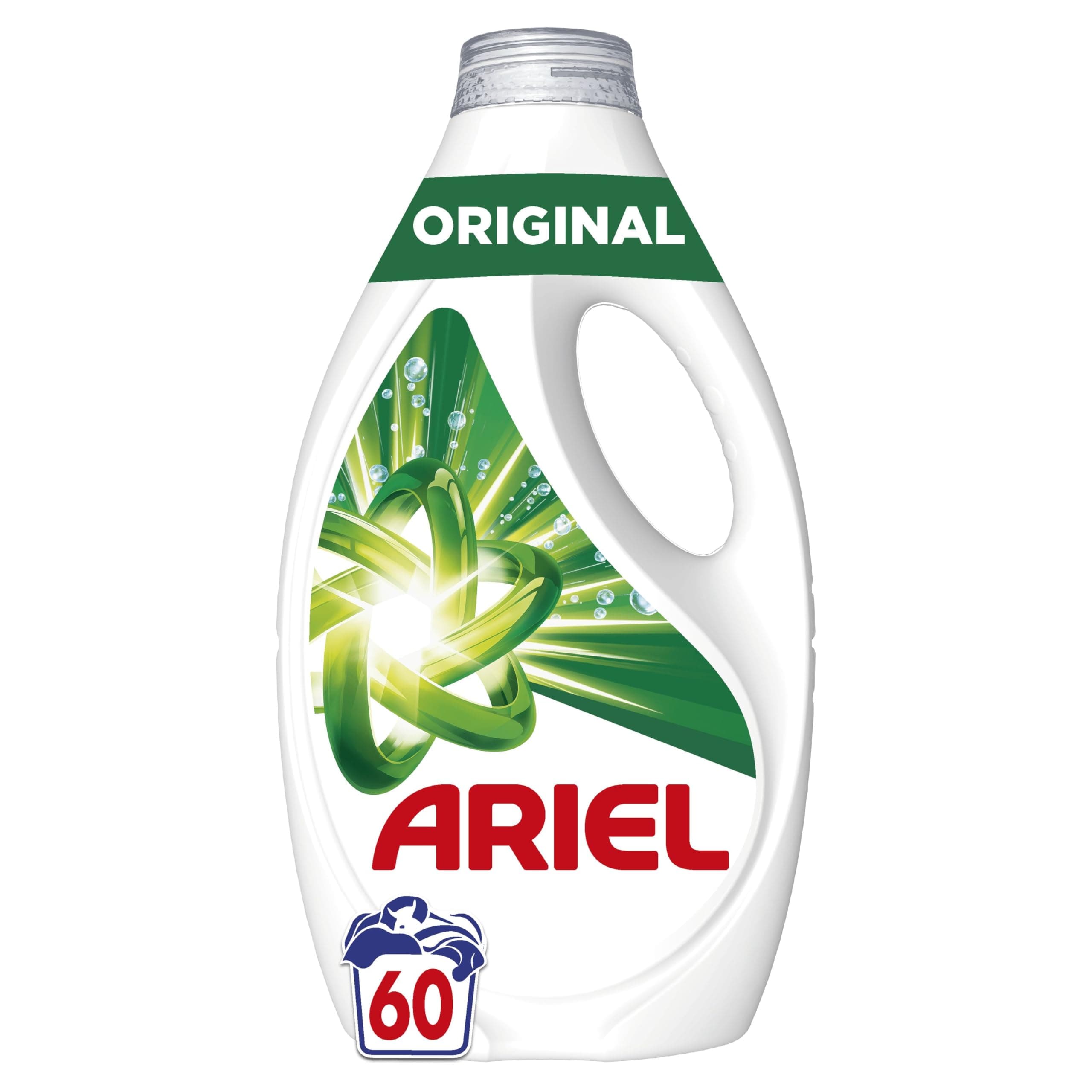 Ariel Detergente Lavadora Liquido 60 Lavados, Original, Jabon Limpieza Mejorada en Ciclos Mas Frios con la Exclusiva Tecnologia de limpieza en Frio