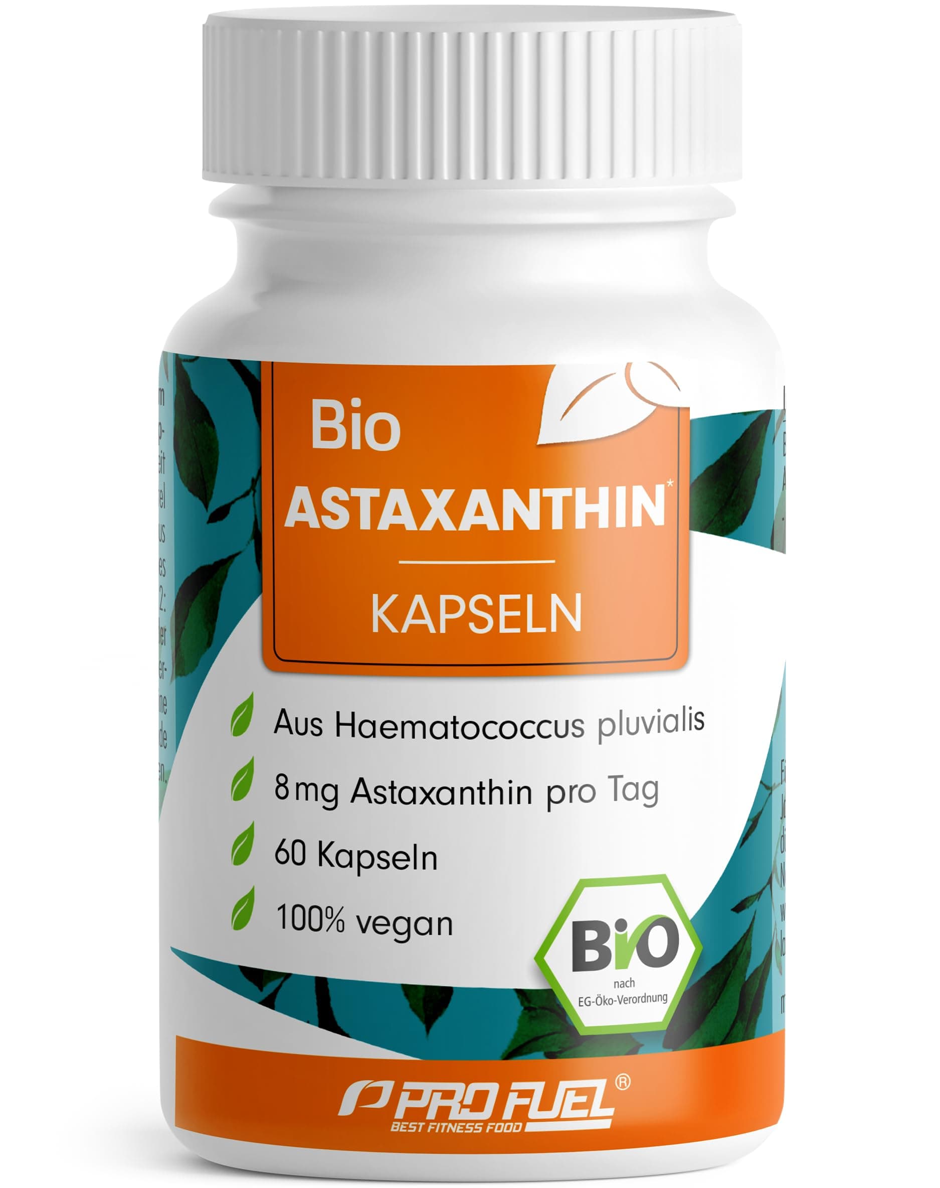 BIO Astaxanthin-Kapseln 60x - Astaxanthin hochdosiert & bio - 8 mg Astaxanthin pro Kapsel - Algamo® Premium Astaxanthin aus der Blutregenalge (Haematococcus pluvialis) - laborgeprüft mit Zertifikat
