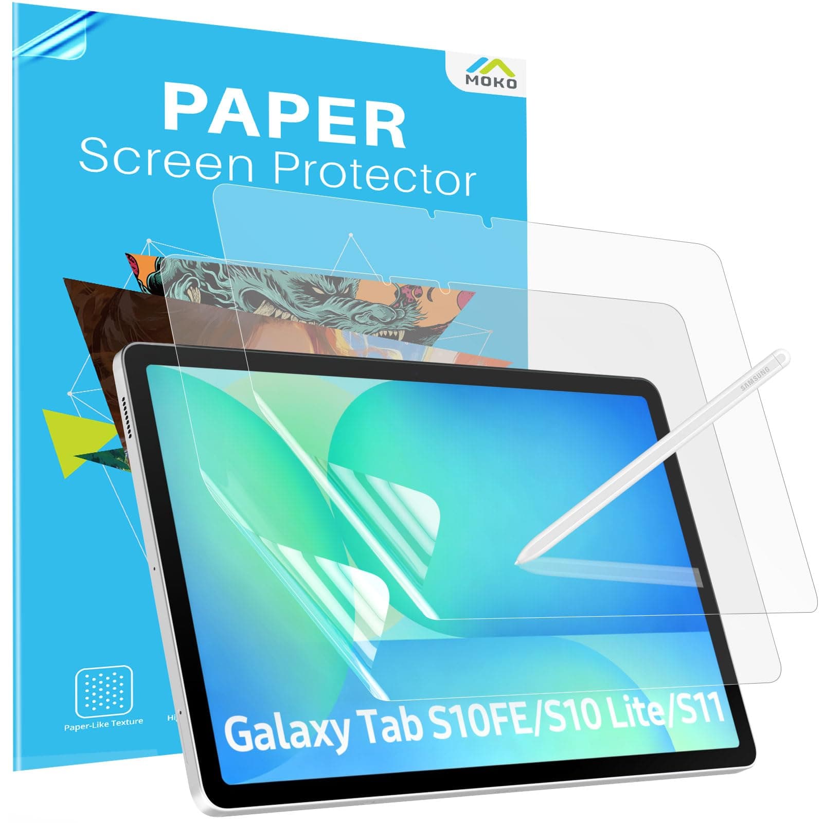 MoKo 2 Stück Paperfeel Displayschutzfolie für Samsung Galaxy Tab S11/S10 Lite/S10 FE/S9 FE/S9/S8/S7/Anti-Blend Matte PET-Folie zum Schreiben und Zeichnen wie auf Papier Hohe Berührungsempfindlichkeit