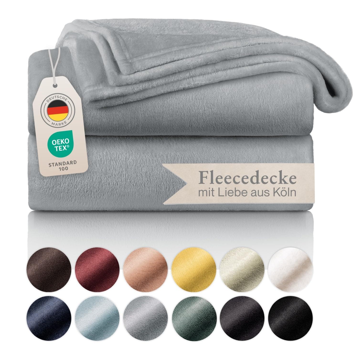 Blumtal Fleecedecke, 220 x 240 cm, grau, Oeko-TEX®-Zertifiziert, Sofadecke, Cocooning – Fleecedecke dick, flauschig, weich und warm – hohe Qualität