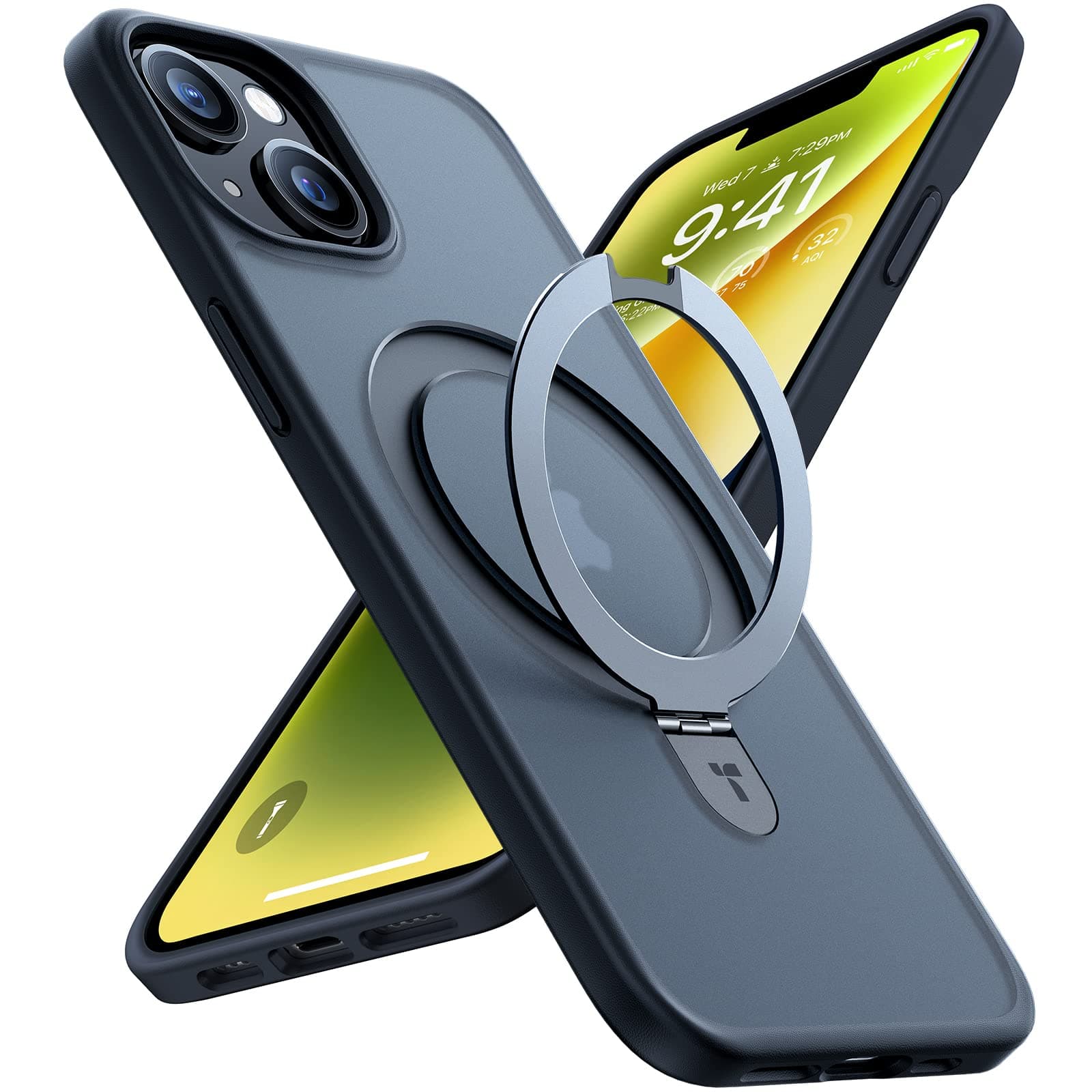 TORRAS Ostand Q1 Guardian für iPhone 13 Hülle, iPhone 14 Hülle für MagSafe (Nr.1 Magnetkraft, Unsichtbarer Ständer, Militärischer Schutz) Stoßfest Handyhülle iPhone 13 Case All-in-One Schwarz