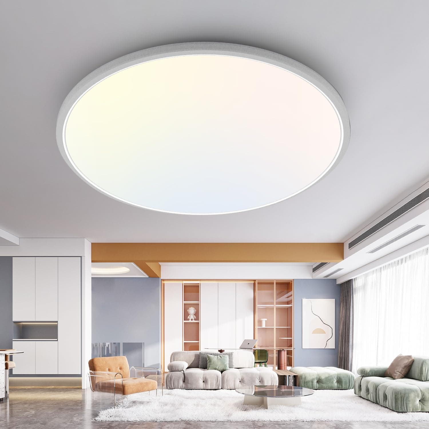 slochi Plafoniera LED Soffitto, 36W 3000K 4000K 6500K Lampada da Soffitto Bianca,4200LM IP44 Plafoniera Bagno Rotonda per Camera da Letto, Cucina, Soggiorno, Corridoio, Balcone, Ø40CM