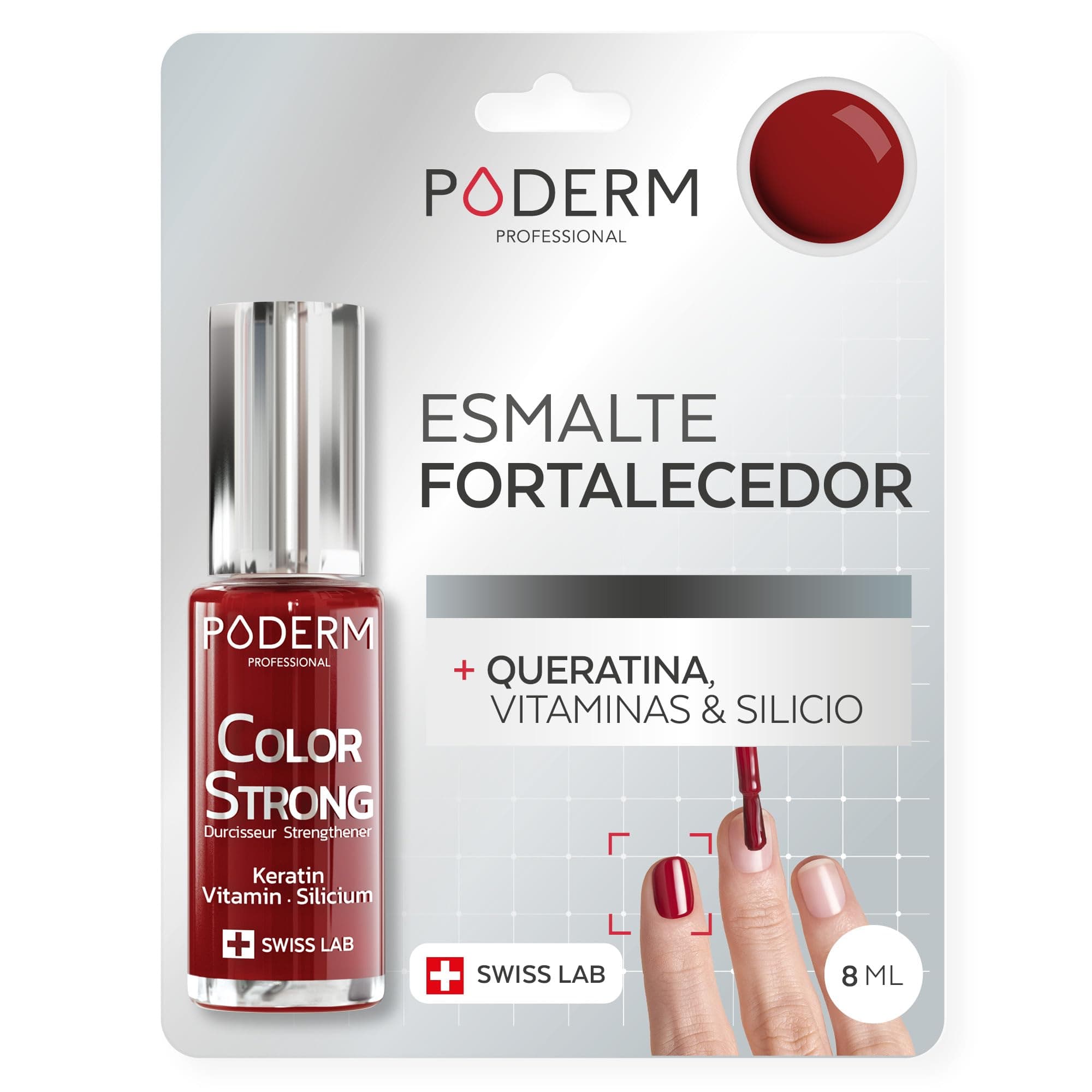 PODERM - Esmalte endurecedor para uñas BIOTINA SILICIO KERATINA - Fortalece y repara las uñas dañadas, debilitadas o quebradizas por el semipermanente o el envejecimiento - Manos y Pies - SWISS MADE