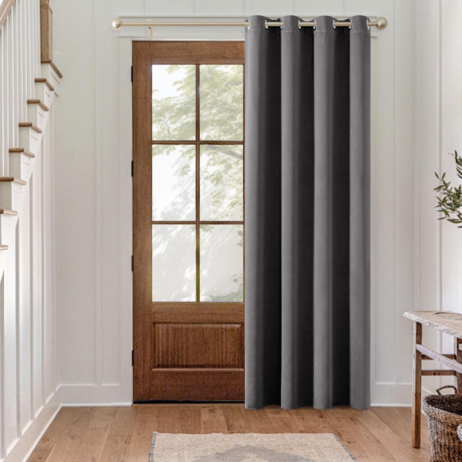 MIULEE Verdunklungsvorhang Grau Blickdichte Vorhänge mit Ösen Thermovorhang Hitzeschutz Türvorhang 1 Stück H 225 x B 140 cm Tür Gardinen Abdunkelnde Wohnzimmer Schlafzimmer Blackout Curtain