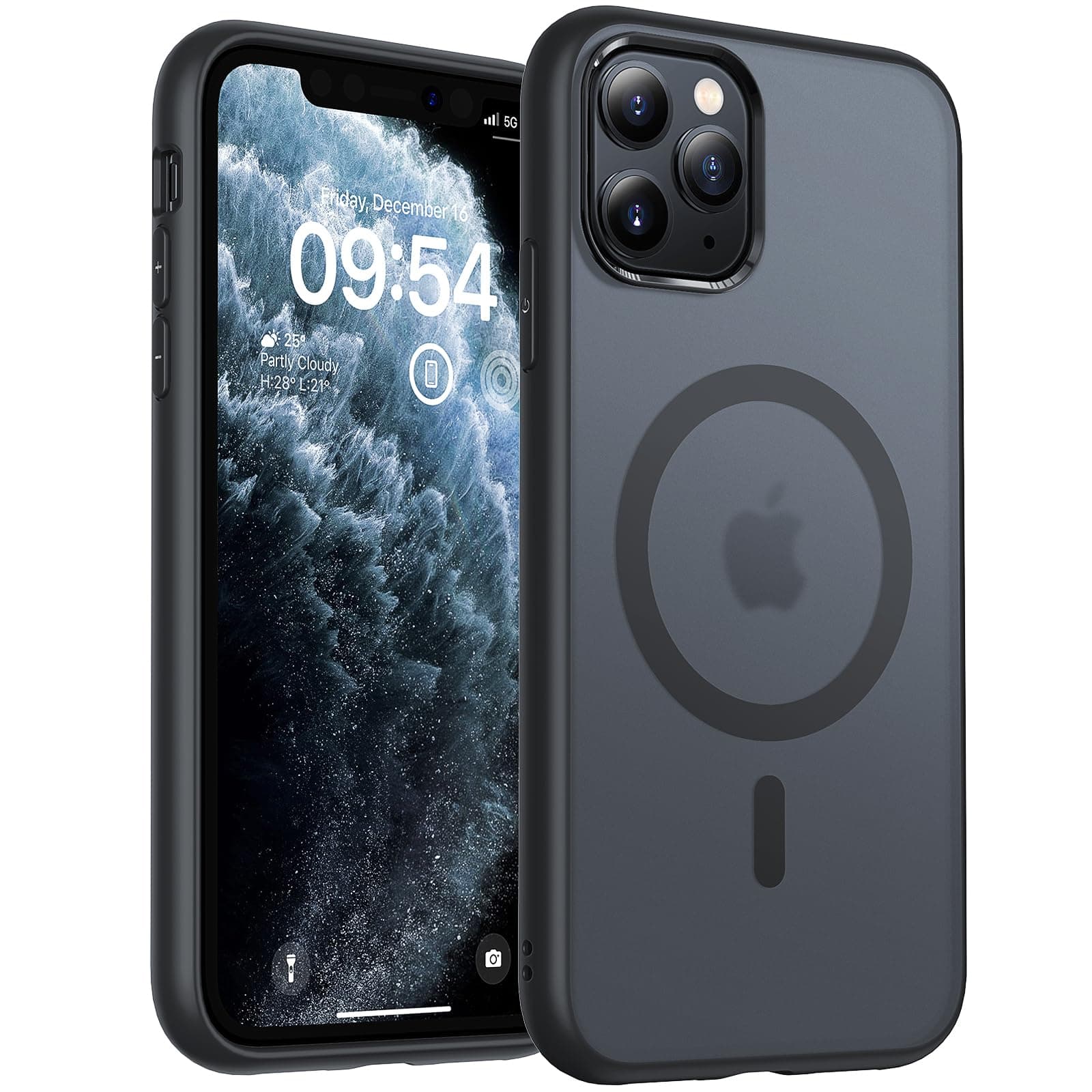 TOCOL Cover Magnetica per iPhone 11 Pro 5,8 Pollic, Compatibile con MagSafe, Custodia Antiurto Traslucida Opaca, Nero