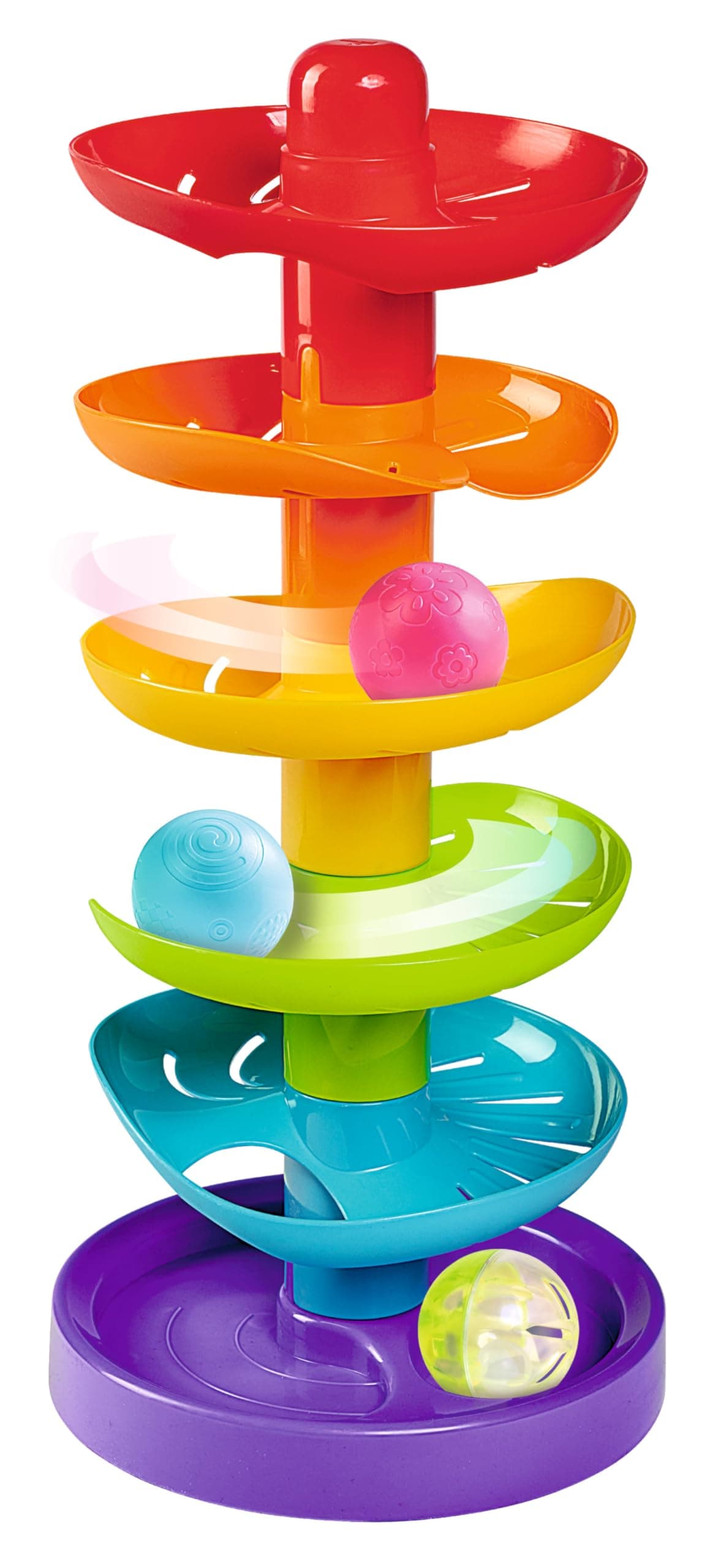 Simba 104010053 - ABC Regenbogen Kugelturm, Rollbahn, Kugelbahn, Babyspielzeug, 5 Bunte Ebenen, 1 Basis, 3 Bälle, 40cm, ab 12 Monaten, Motorikspielzeug