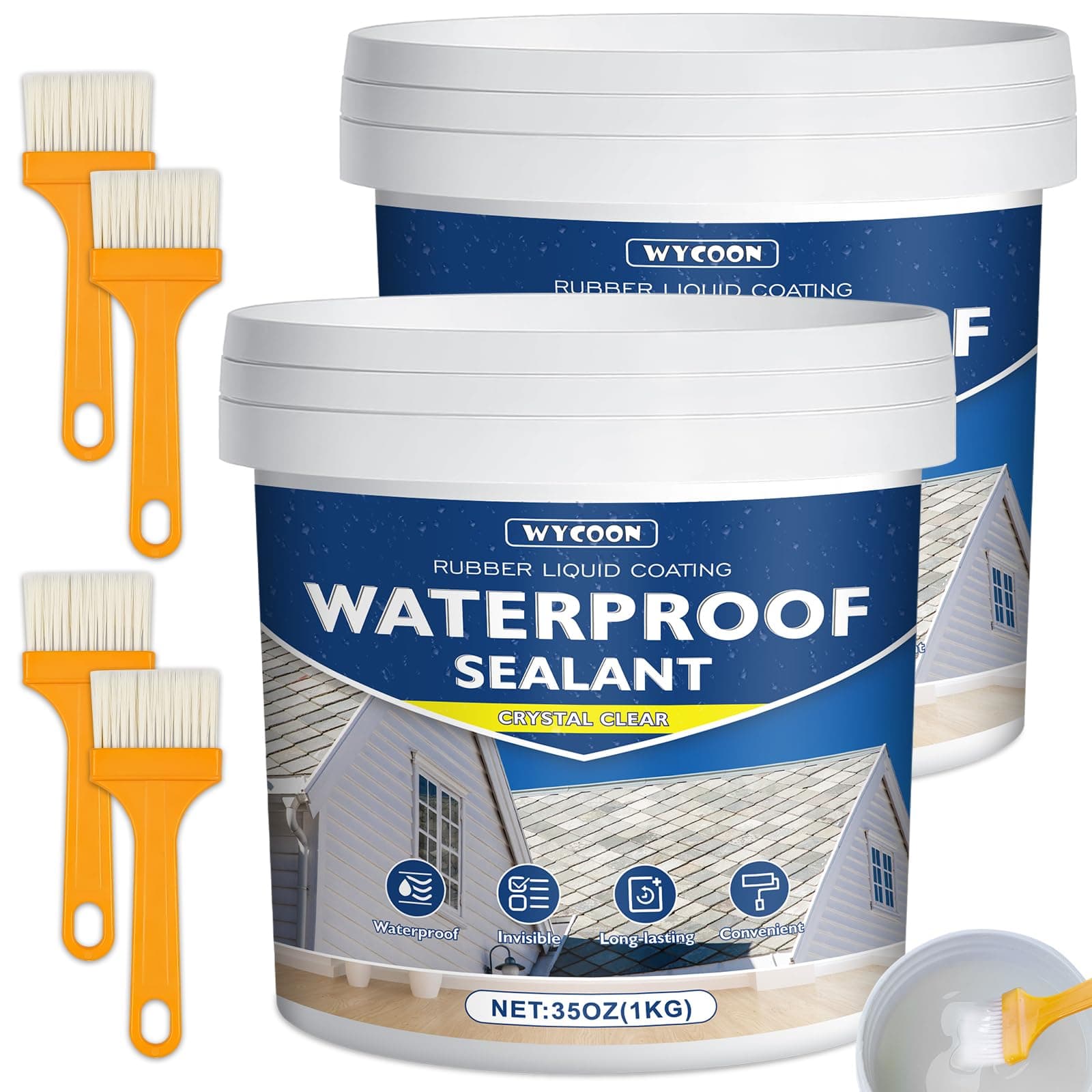 LiquiÉtanchéité Transparent 2KG | Agent Anti-Fuite Imperméable Intérieur/Extérieur | Réparation Fuites Salle de Bain, Toiture, Carrelage | Membrane Waterstop Incolore à Base d'Eau