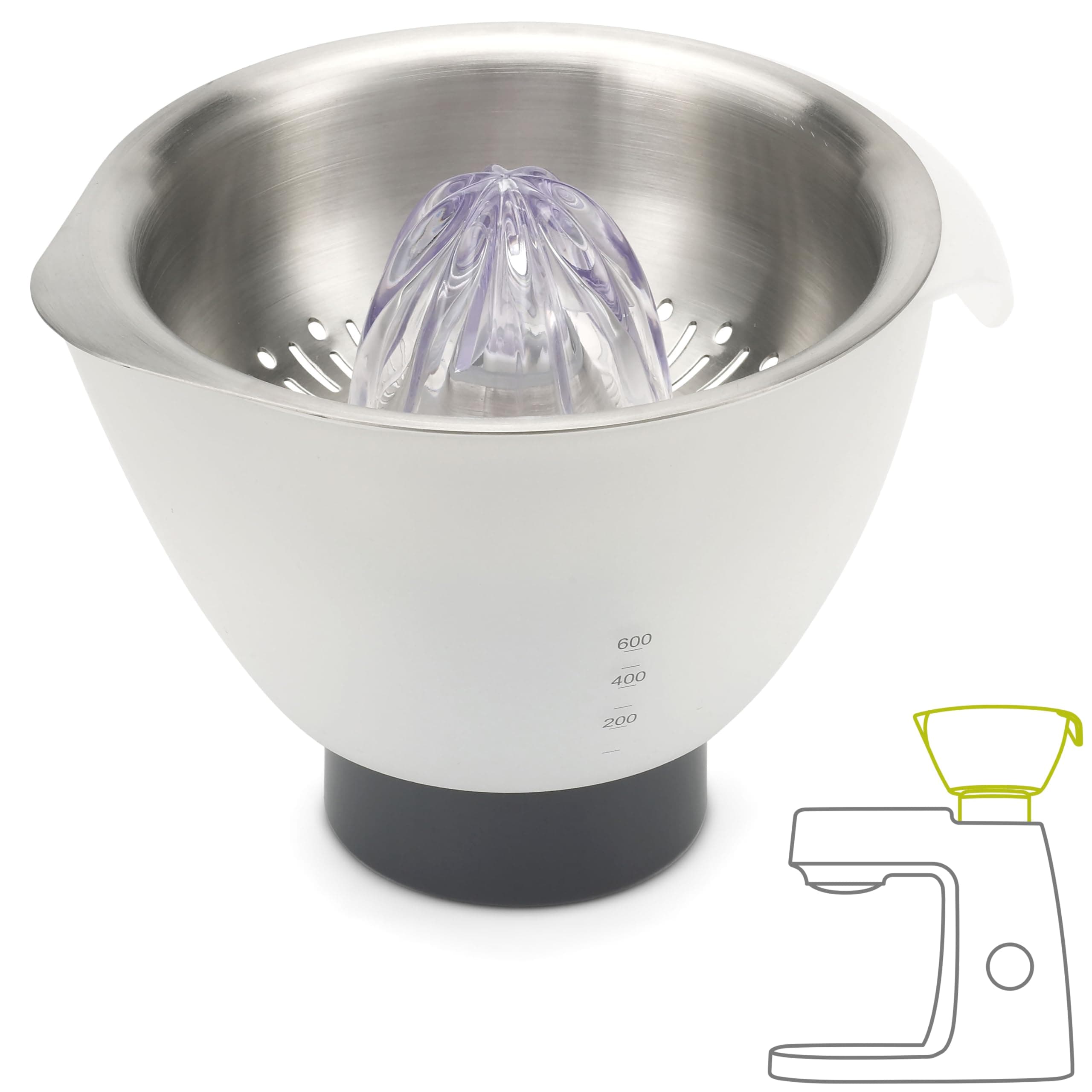 Kenwood AT312 Zitruspresse (für frisch gepresste Zitrussäfte, Küchenmaschinen-Zubehör, Geeignet für alle Chef Küchenmaschinen), Edelstahloptik
