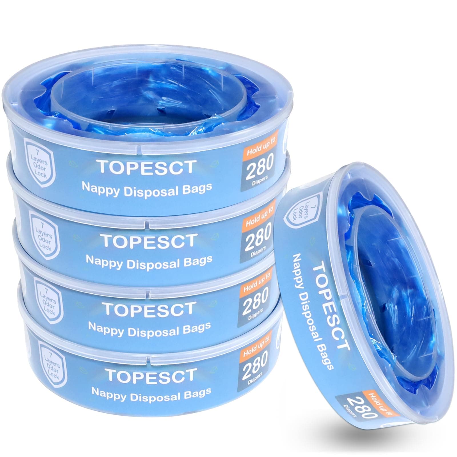 TopEsct 5 Pezzi Ricarica Mangiapannolini è compatibile con Angelcare, Maialino Foppapedretti e LitterLocker II, non adatta per Dress Up, Classic XL, Tecnologia antiodore EVOH (confezione da 5)