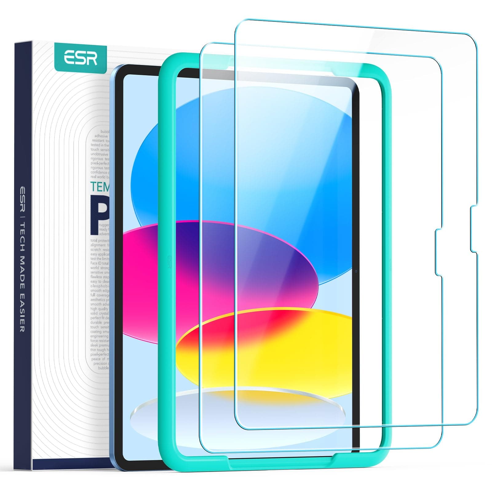 ESR 2 Stück, für iPad 11. /10. Generation A16/A14 (11/10,9 Zoll, 2025/2022) für Panzerglas, Schutzfolie mit Montagerahmen, 9H Härte, Kratzfest, Blasenfrei, HD-Klarheit, Kompatibel mit Pencil (USB-C)