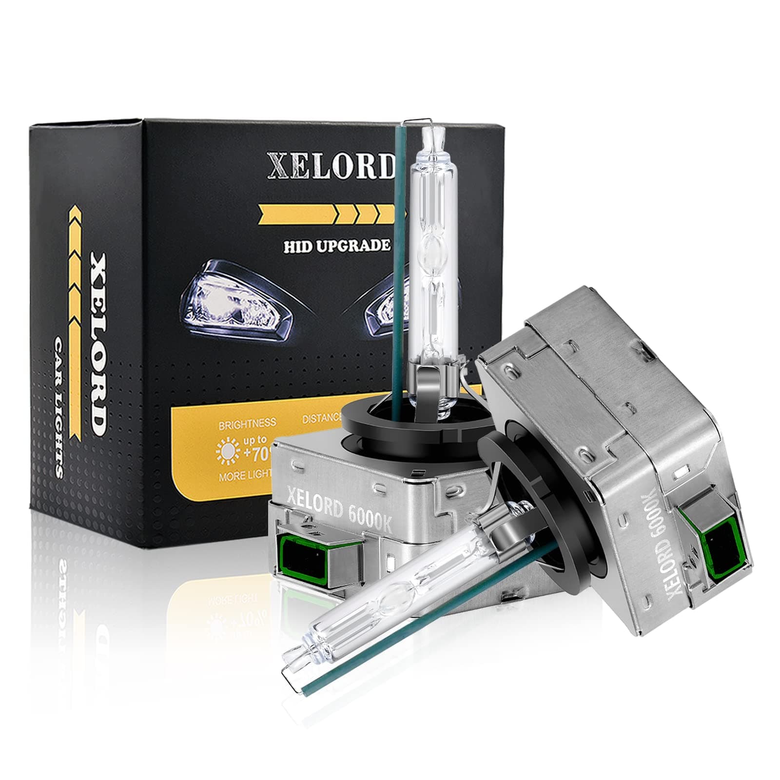 XELORD D3S 6000K Xenón Bombilla 35W 12V HID Auto Lámpara,Blanco Faro Delantero De Coche,Paquete de 2