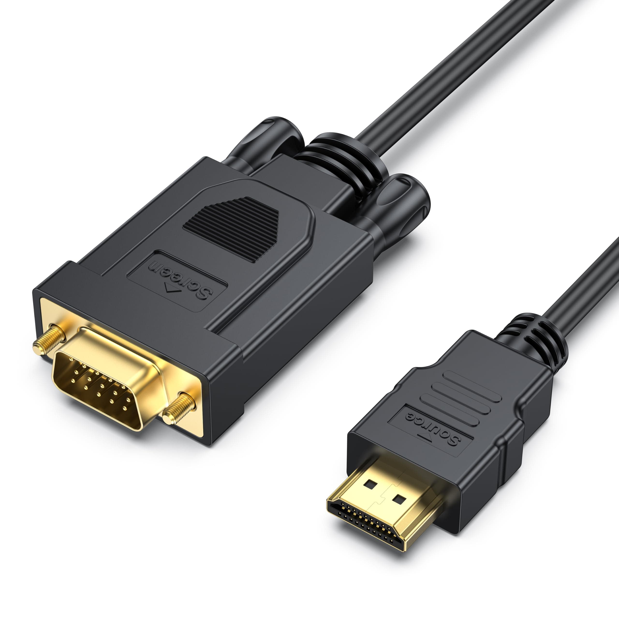 BENFEI Cable HDMI a VGA, Chapado en Oro Macho a Macho para Ordenador, portátil, PC, Monitor, proyector, HDTV, Chromebook, Raspberry Pi, Roku, Xbox y más, Negro 1,8 m