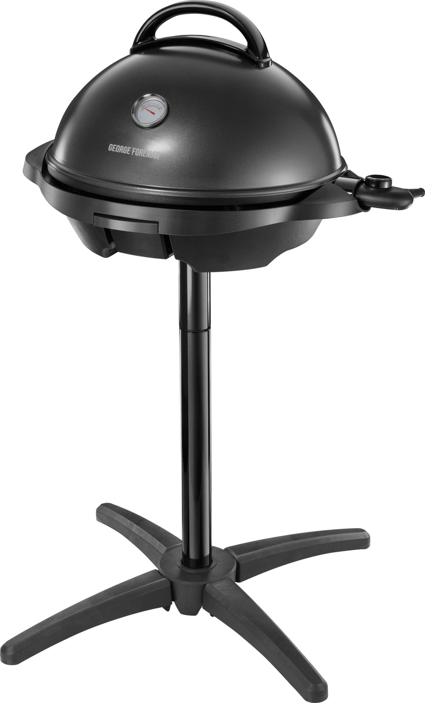 George Foreman Barbecue Elettrico 2 in 1 - Grill da Tavolo e Con Pedistallo - Uso interno ed esterno; Ø44,5 cm, Display Temperatura; Vassoio per Grasso; 2400 W, 22460-56