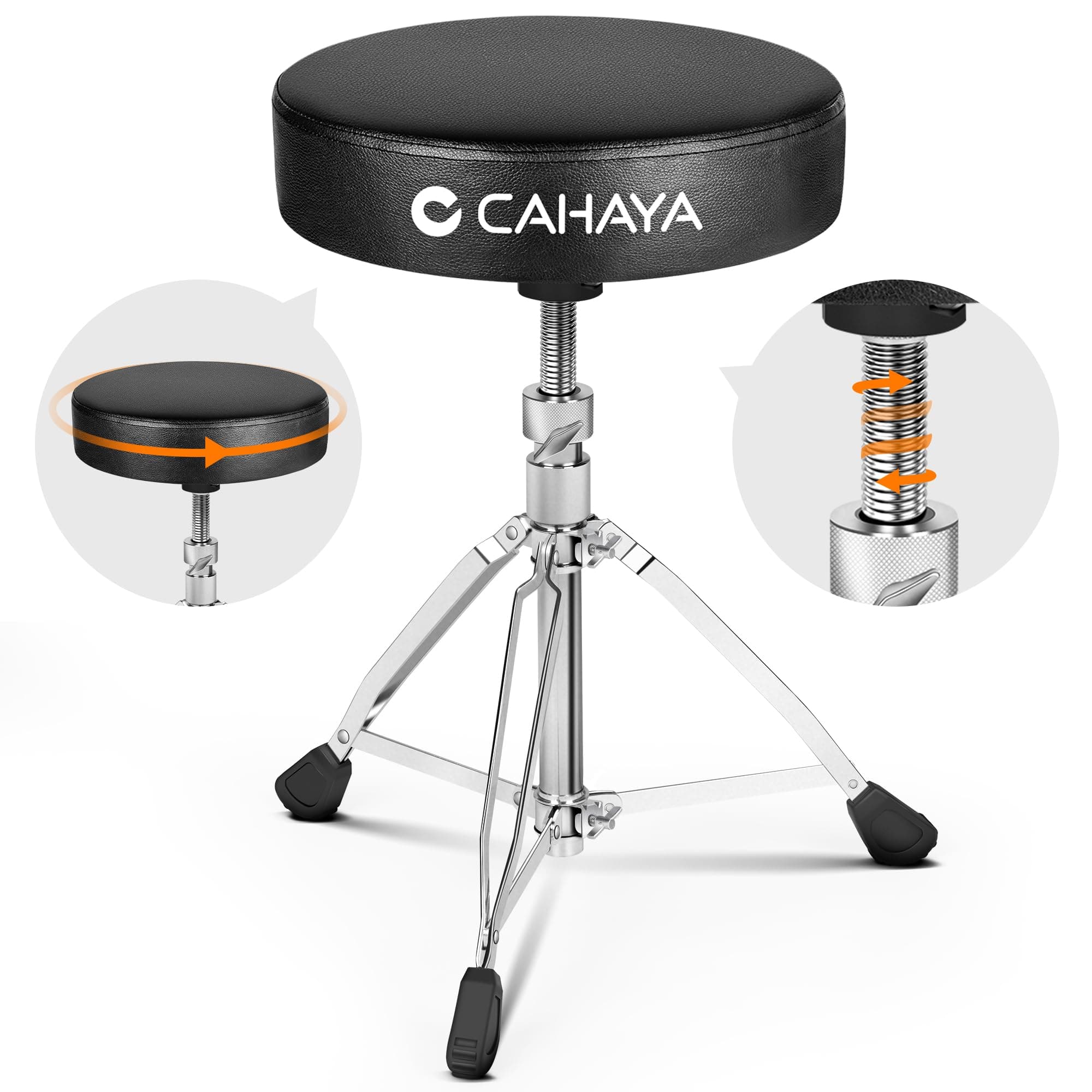 CAHAYA Taburete para Batería de Altura Adjustable - Taburete Tambor de Jardín Negro con Elevación Giratoria Asiento Más Grueso y Acolchada Capacidad de Carga 200 Kg