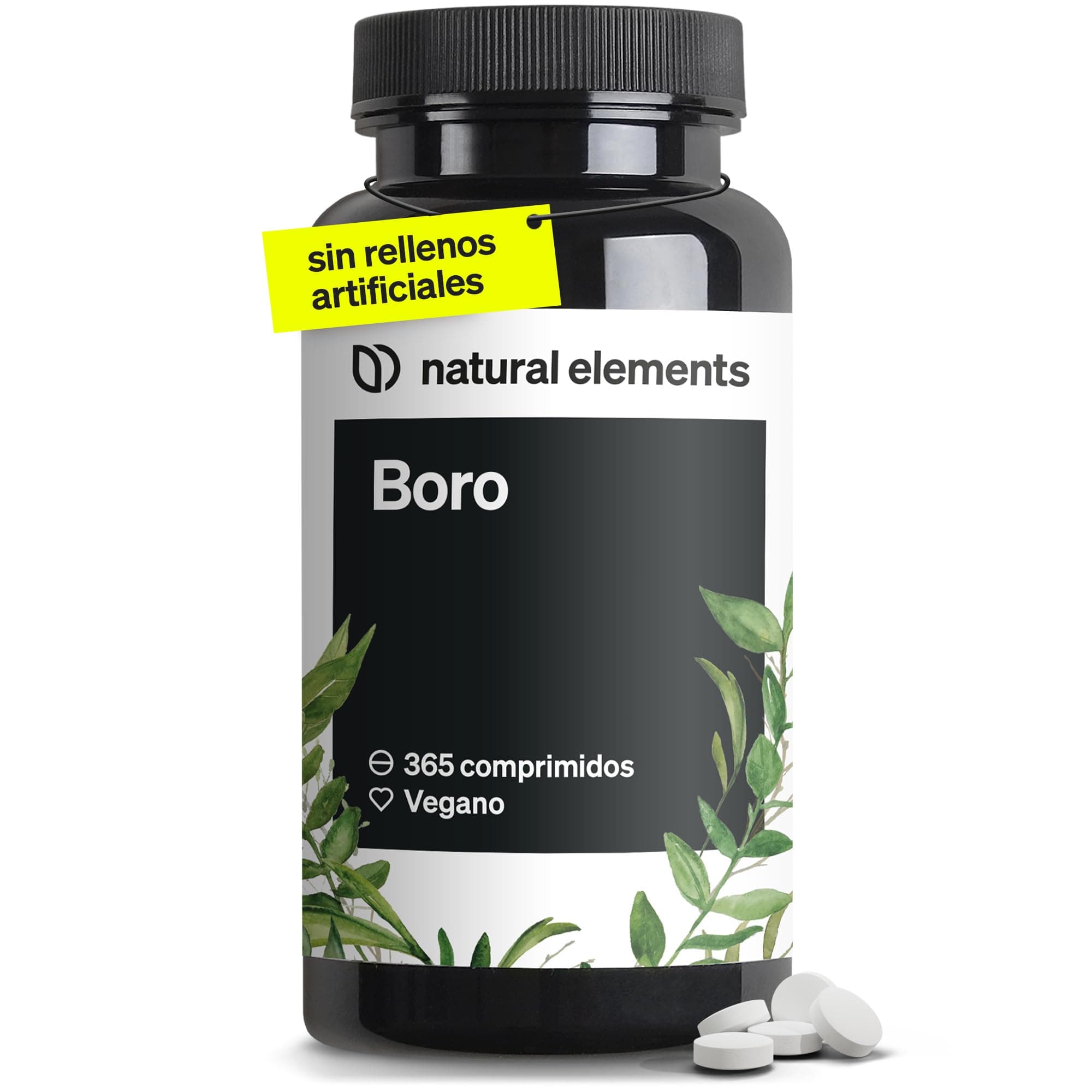 Boro puro 365 Tabletas (1 año de suministro) - Alta dosificación de 3 mg de boron por comprimido - natural y vegano - Probado en laboratorio y sin aditivos