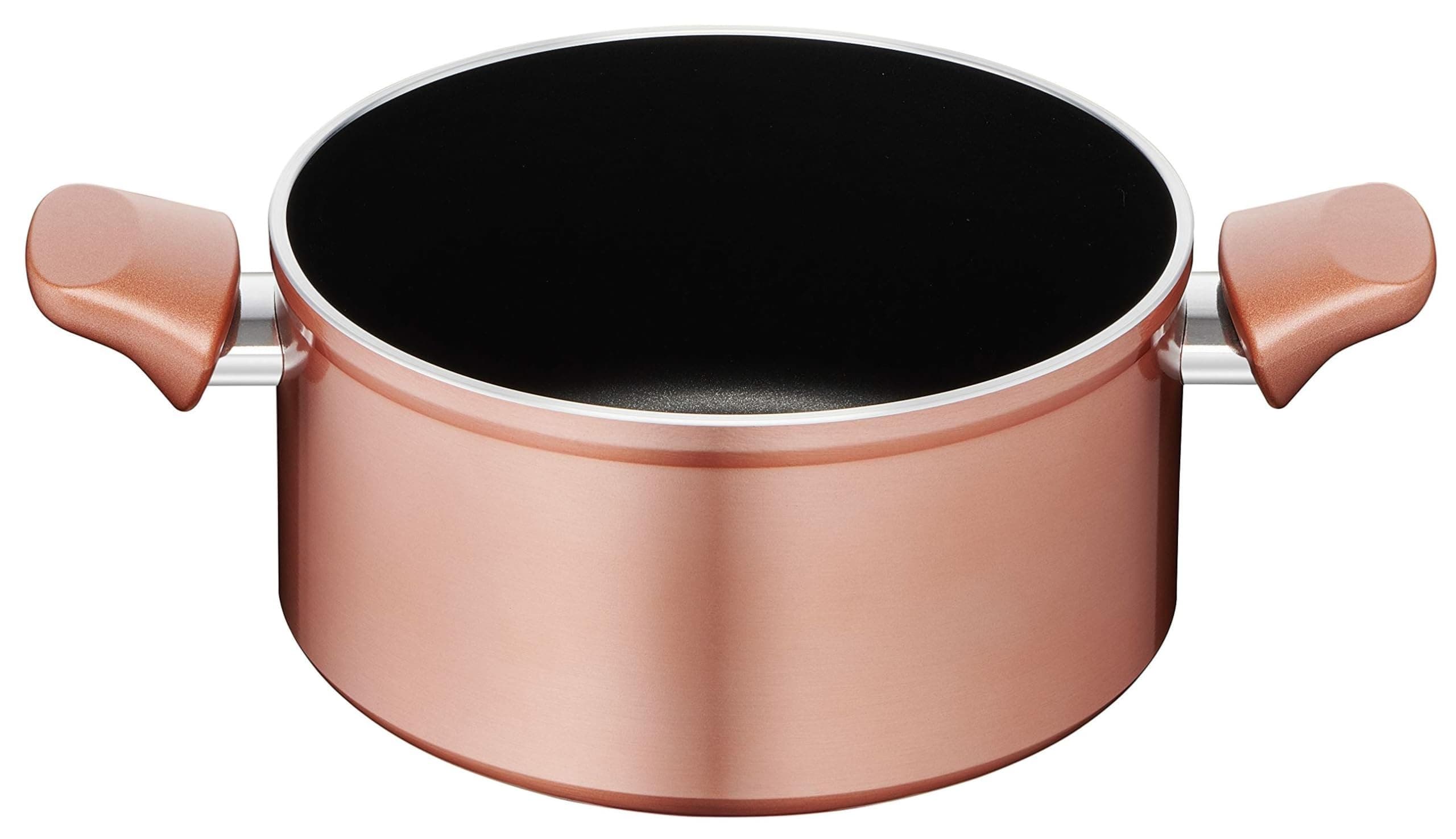 Lagostina Ramata Casseruola Fonda Antiaderente in Alluminio Ø 20 cm con Esterno Effetto Rame, Pentola Gas e Forno con Thermo-Signal, Rivestimento Titanium Easy, Due Maniglie in Bakelite