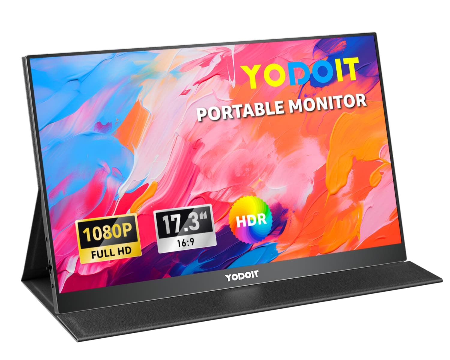 Yodoit Monitor Portátil 17,3 Pulgadas IPS FHD 1080P USB Type-C Pantalla de Computadora, Pantalla de Juego HDR con HDMI/USB C para MacBook PC Xbox PS4/5 Nintendo Switch Teléfono
