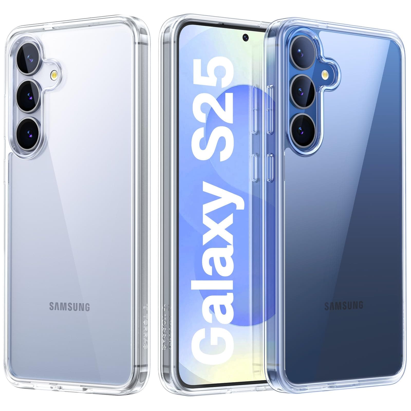 TORRAS für Samsung Galaxy S25 Hülle 100% Anti-Vergilbung [TOP Militärschutz & Luxuriöses Tastgefühl] mit 360°Airbags Stoßfest Kratzfest Handyhülle Samsung S25 Case Cover Transparent,Diamand Serie