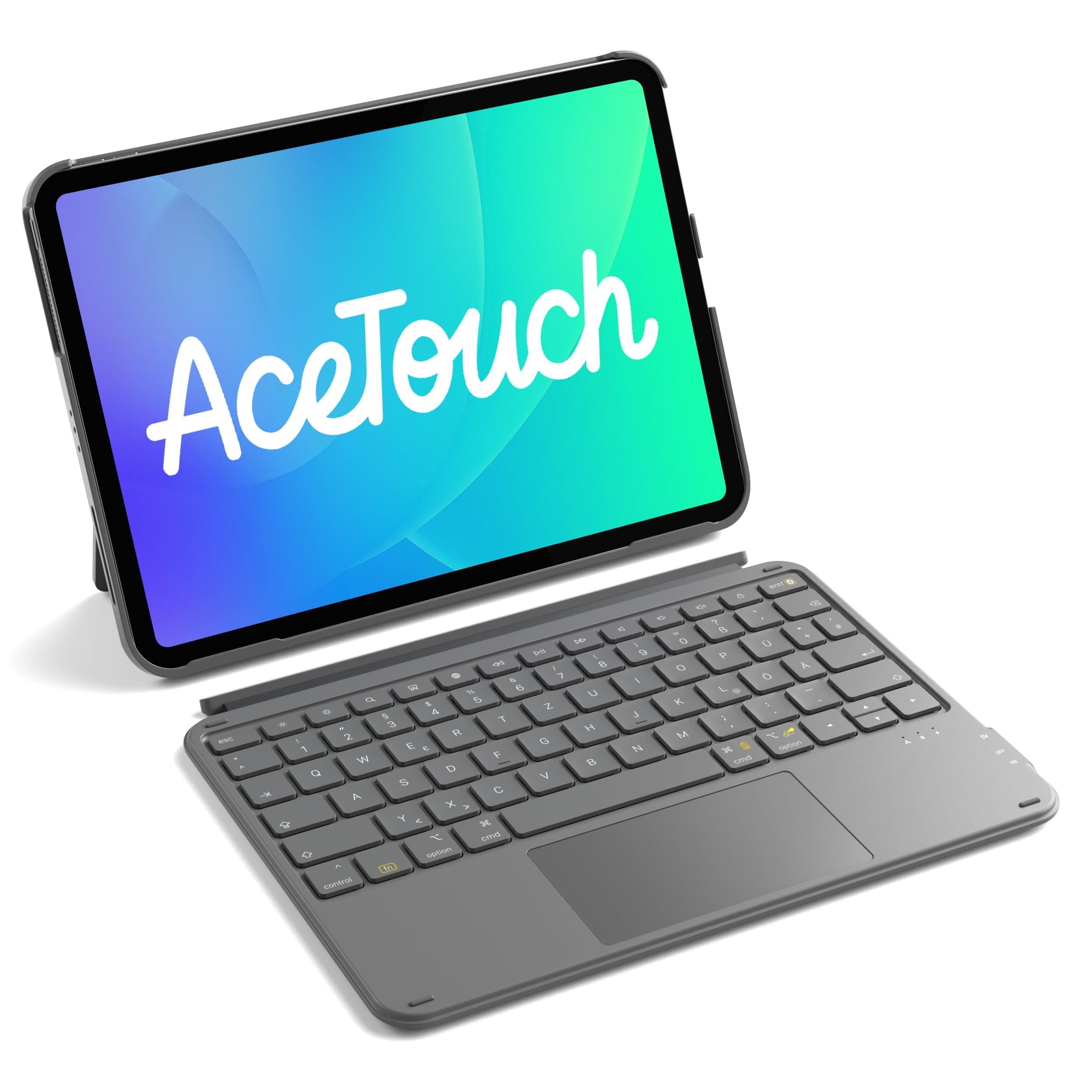 Inateck Hülle mit Tastatur Ultraleichte für iPad 11 (A16 2025)/10 Gen,iPad Air 11" M4/M3/M2 (2026/2025/2024),Air 5/4,Pro 11 4/3/2/1,Abnehmbar, mit Touchpad, QWERTZ, AceTouch KB04122