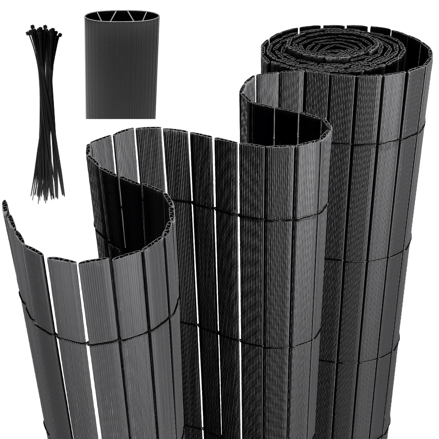 Joparri Canisse en PVC, Brise Vue en PVC 120 x 800 cm, Clôture de Jardin avec Serre-câbles, Brise-Vue pour Jardin, Balcon, terrasse, clôture, Double Renfort intérieur, Anthracite