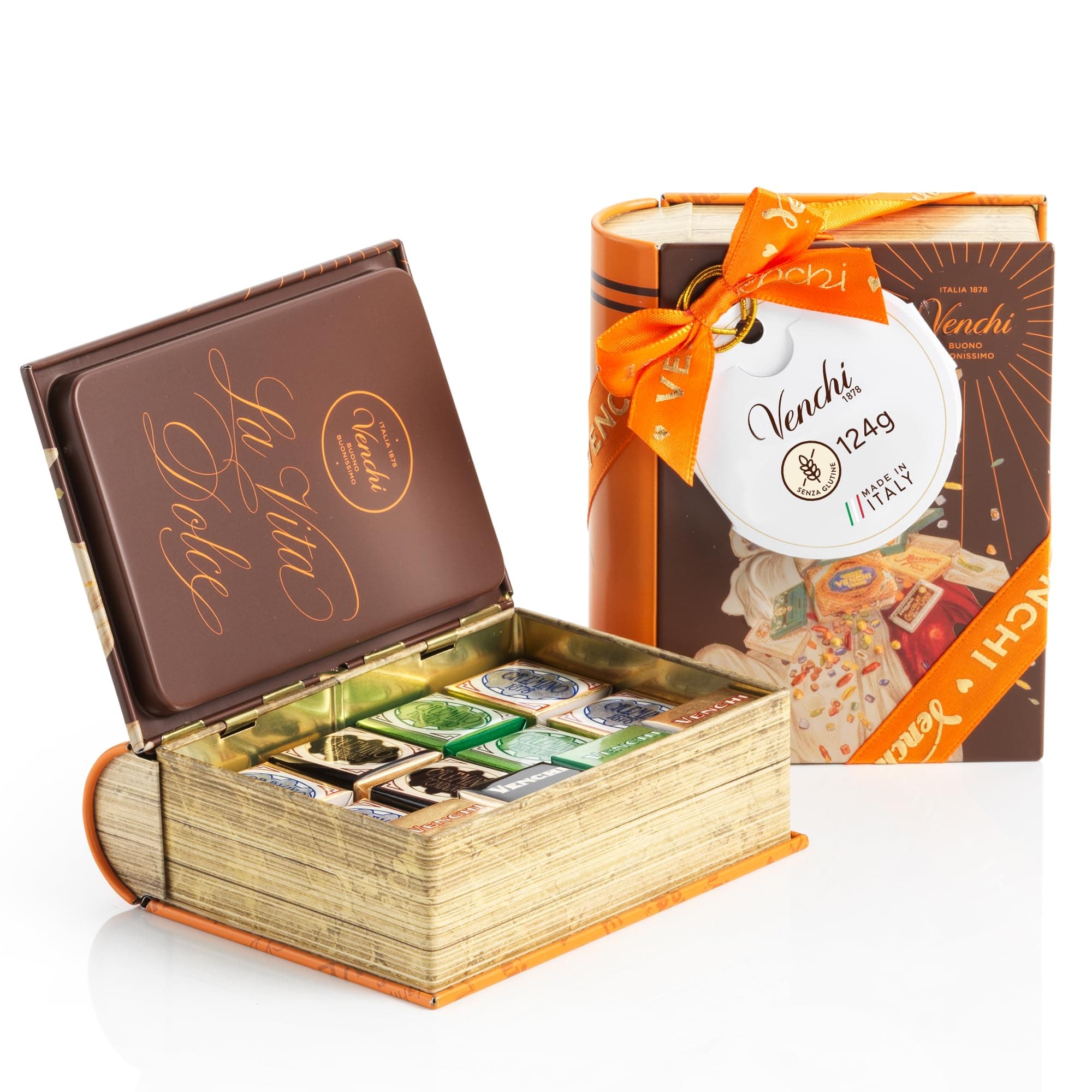 Venchi - Mini Libro con Cioccolatini Cremini Assortiti, 127g - Idea Regalo - Senza Glutine