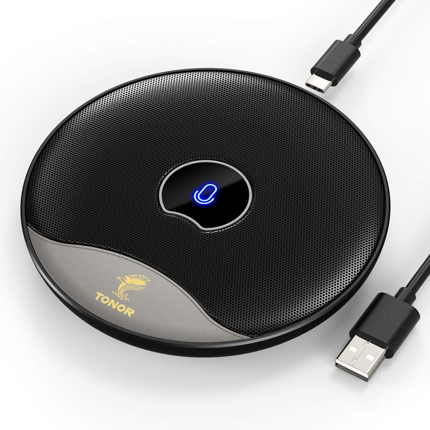 TONOR Micrófono USB para Conferencias, Micrófono de Condensador Omnidireccional para PC con Botón de Silencio para Reuniones/Clases en Línea, Llamadas Zoom, Skype, Conectar y Listo (TM20)