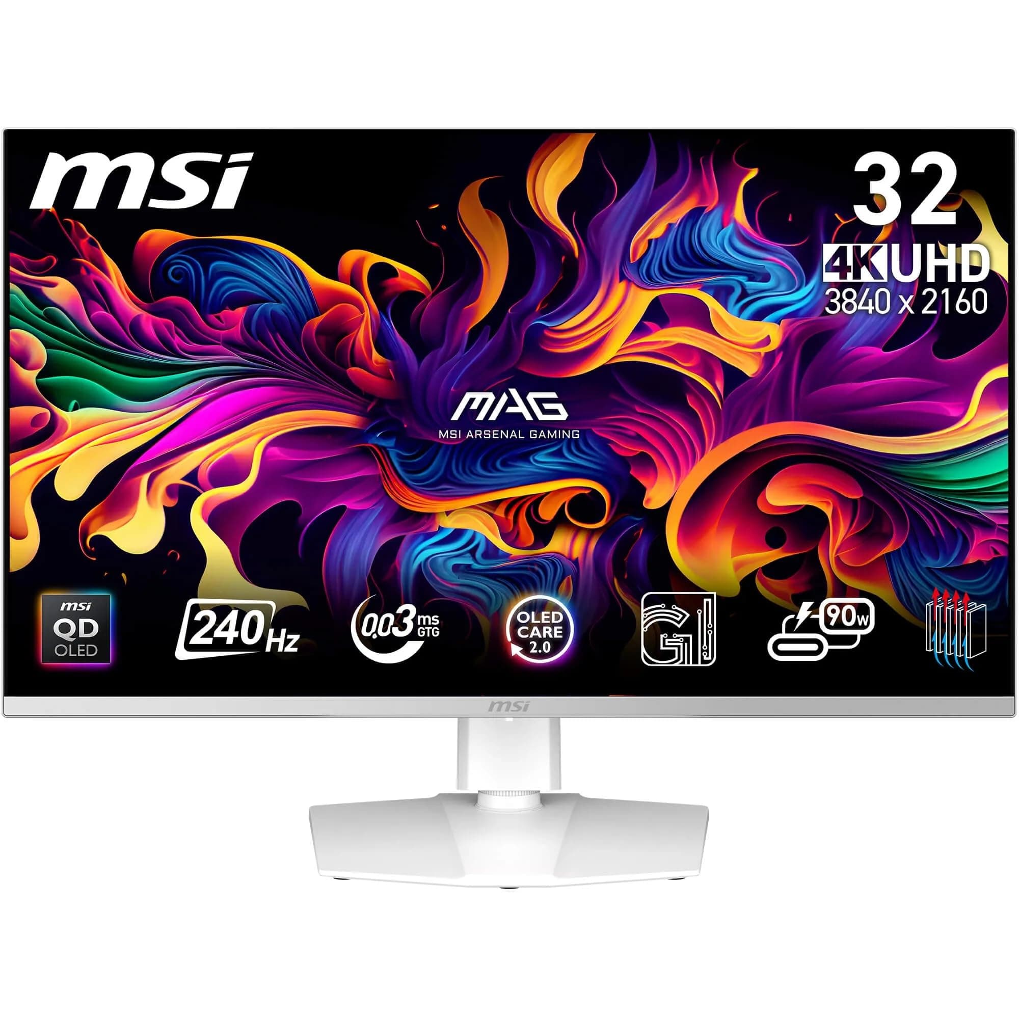 MSI MPG 321URXW QD-OLED Monitor de Gaming 4K UHD de 31.5", Panel OLED de Puntos cuánticos 3840 x 2160, 240 Hz/0.03 ms, 99% DCI-P3, Display HDR True Black 400, KVM, RGB, DP 1.4a, HDMI 2.1