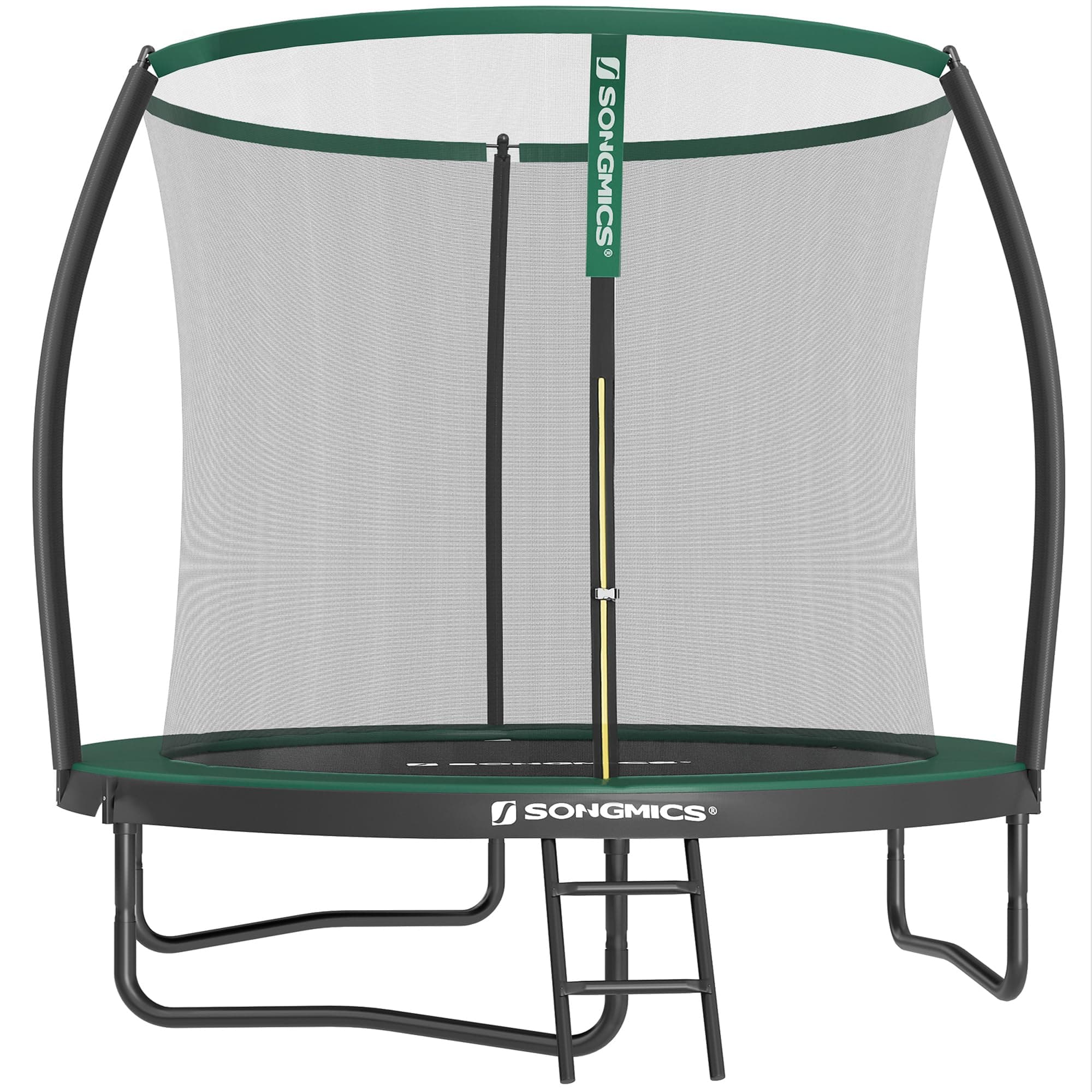 SONGMICS Trampolin Outdoor Ø 244/305/366/427 cm, rundes Gartentrampolin Kindertrampolin mit Sicherheitsnetz, Randabdeckung, Leiter und gepolsterten Stangen