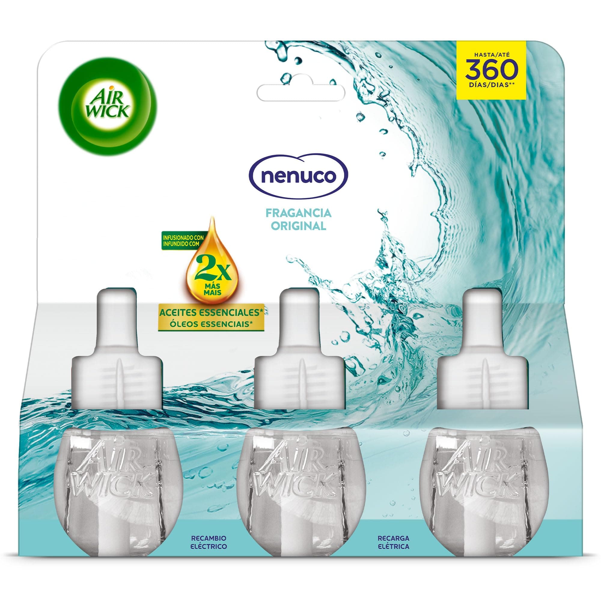 Air Wick Ambientador Eléctrico Fragancia Nenuco, 3 Recambios, 1 Unidad