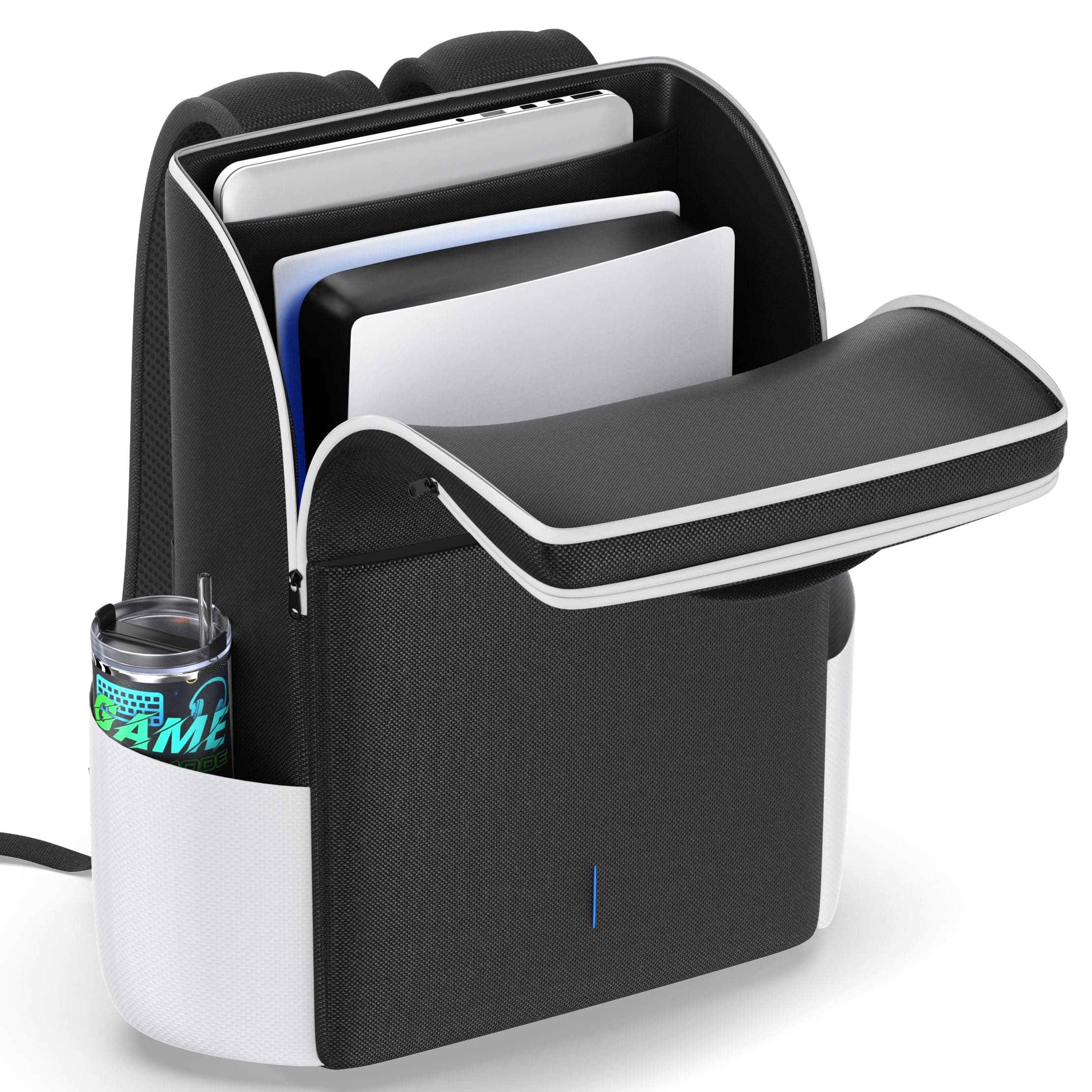 Zaino per Console PS5/ Slim/ Pro, Custodia PS5 con Protezione Completa per PS 5, Borsa PS5 di Grande Capacità per Controller, PS Portal, Laptop, Schede di Gioco, Zaino PS 5 con 3 Tasche per Cavi