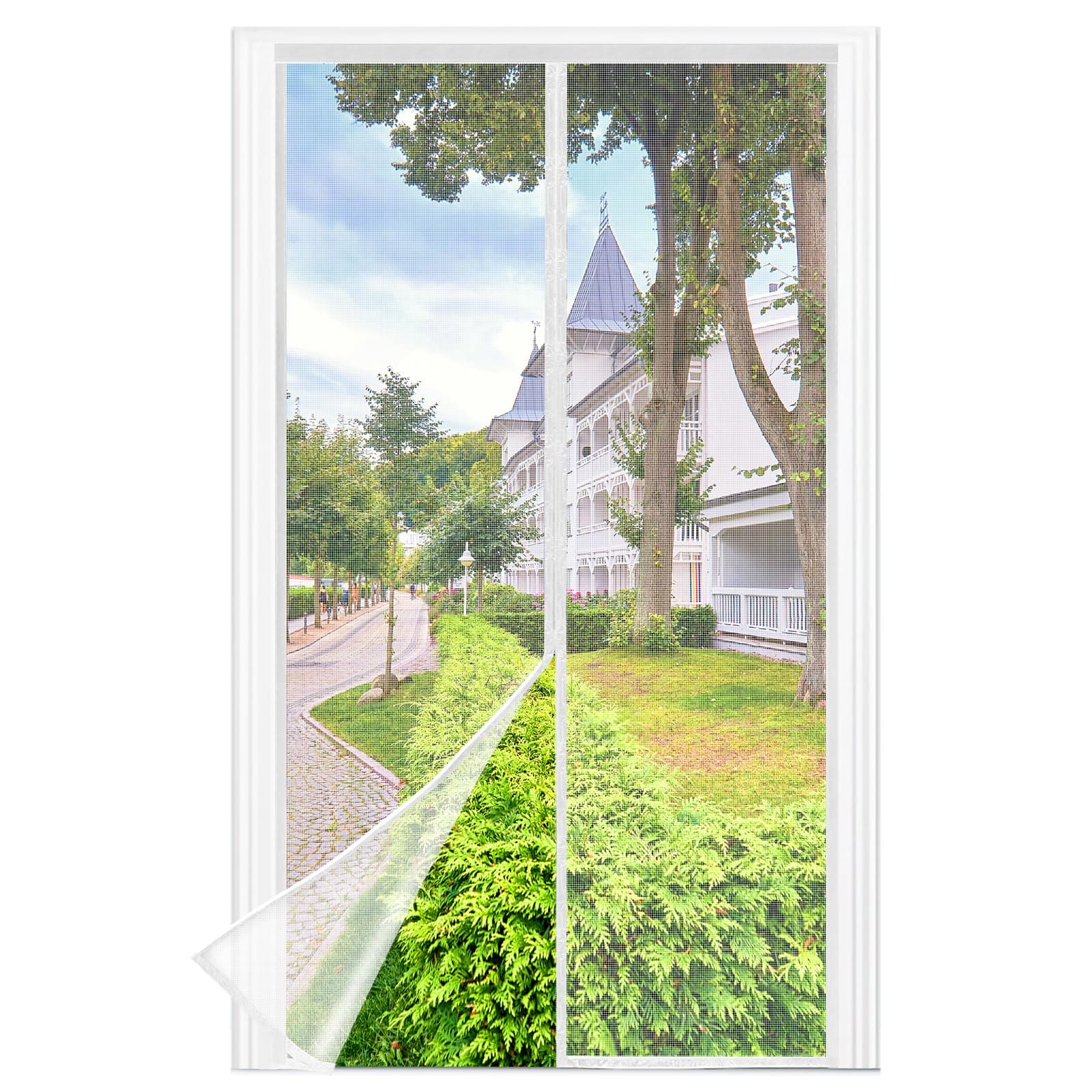 Mosquitera Puerta Magnetica - 80 x 190 CM - Blanco, Mosquiteras para Puertas, Cierre Magnético de Arriba a Abajo, Automáticamente,Mantiene el Aire Fresco