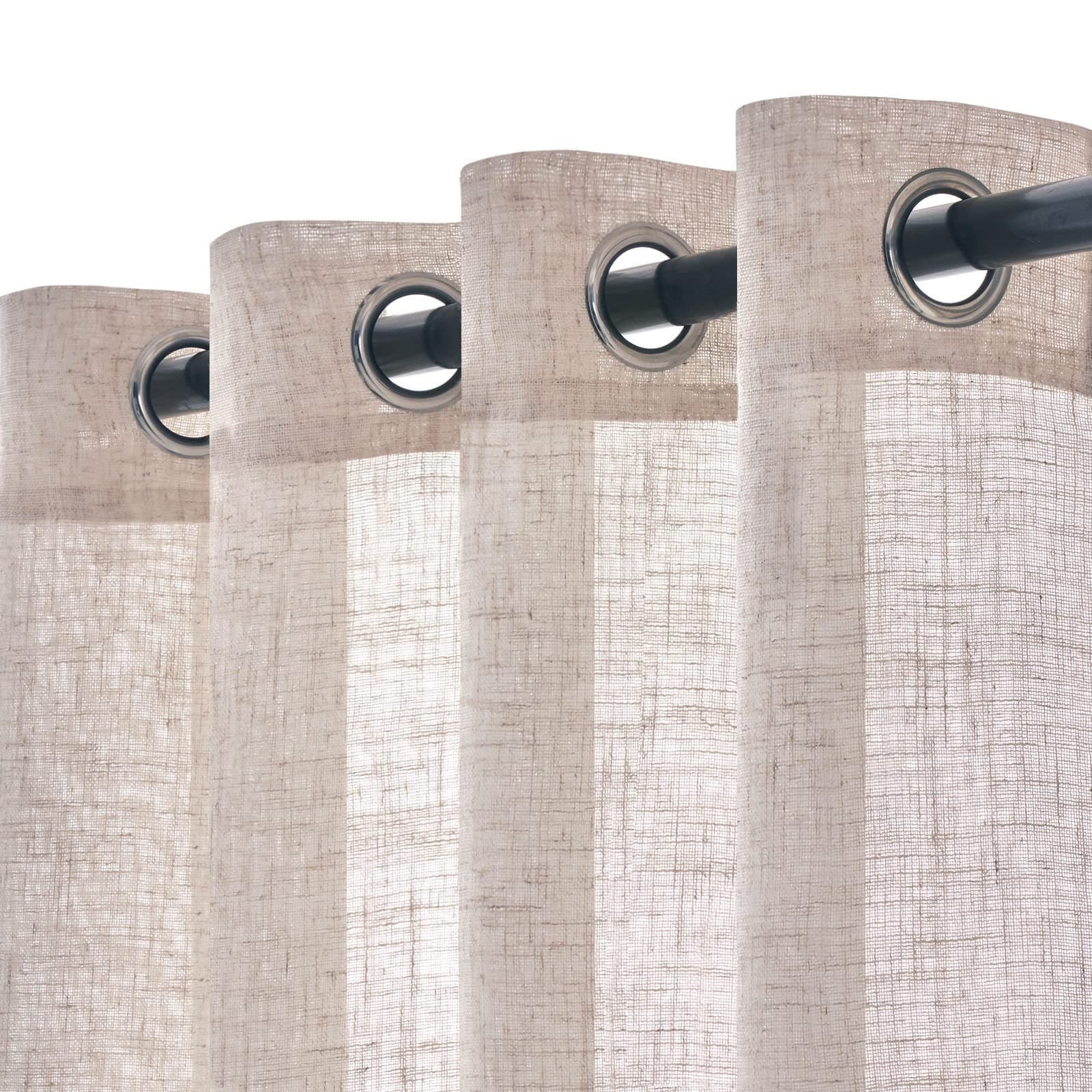 Woaboy Cortinas de Lino Visillo Translúcido Cortinas con Ojales Modernas Decorativas para Salón Ventana Habitación Dormitorio 2 Piezas 140x245 cm Blanco