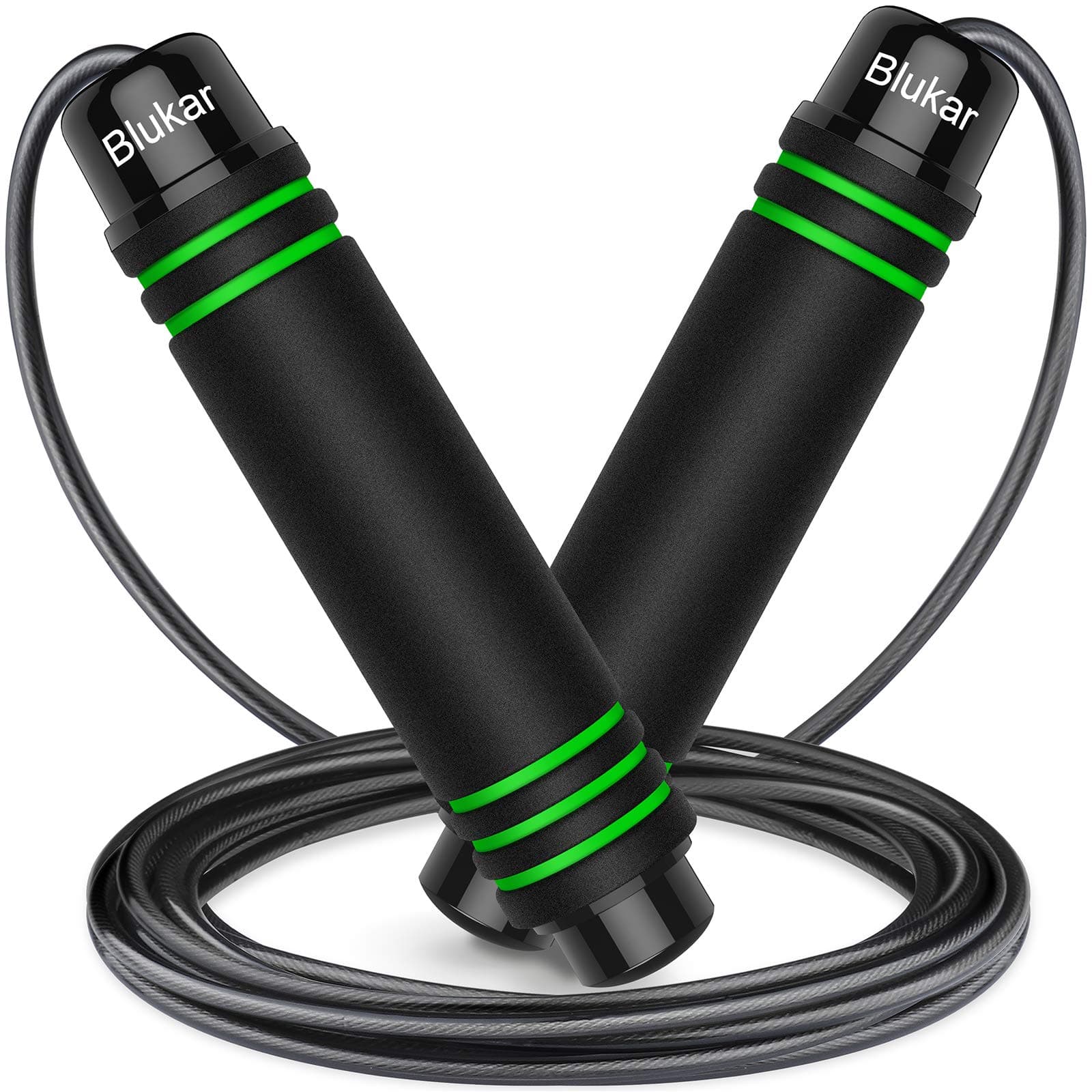 Blukar Corda per Saltare Professionale, Speed Corda di Salto Regolabile con Manico in Schiuma Morbida, Regolatore di Lunghezza, Jumping Rope per Fitness, Boxe, Perdere Peso, Sport