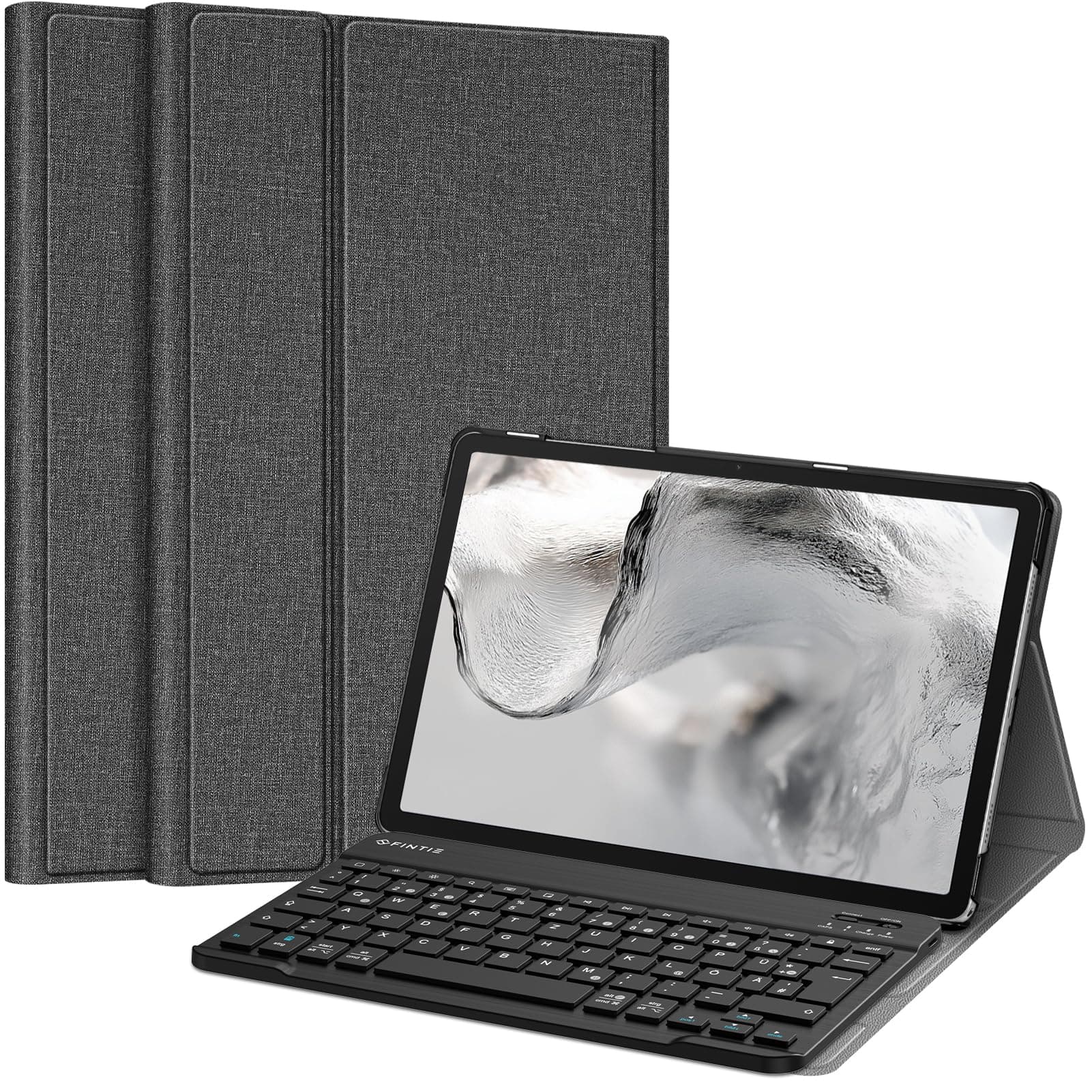 FINTIE Tastatur Hülle für Samsung Galaxy Tab A11+ Plus 11" 2025 / Tab A9+ Plus 11 Zoll 2023 Tablet, Keyboard Cover mit Magnetisch Abnehmbarer Deutscher Bluetooth Tastatur, Grau