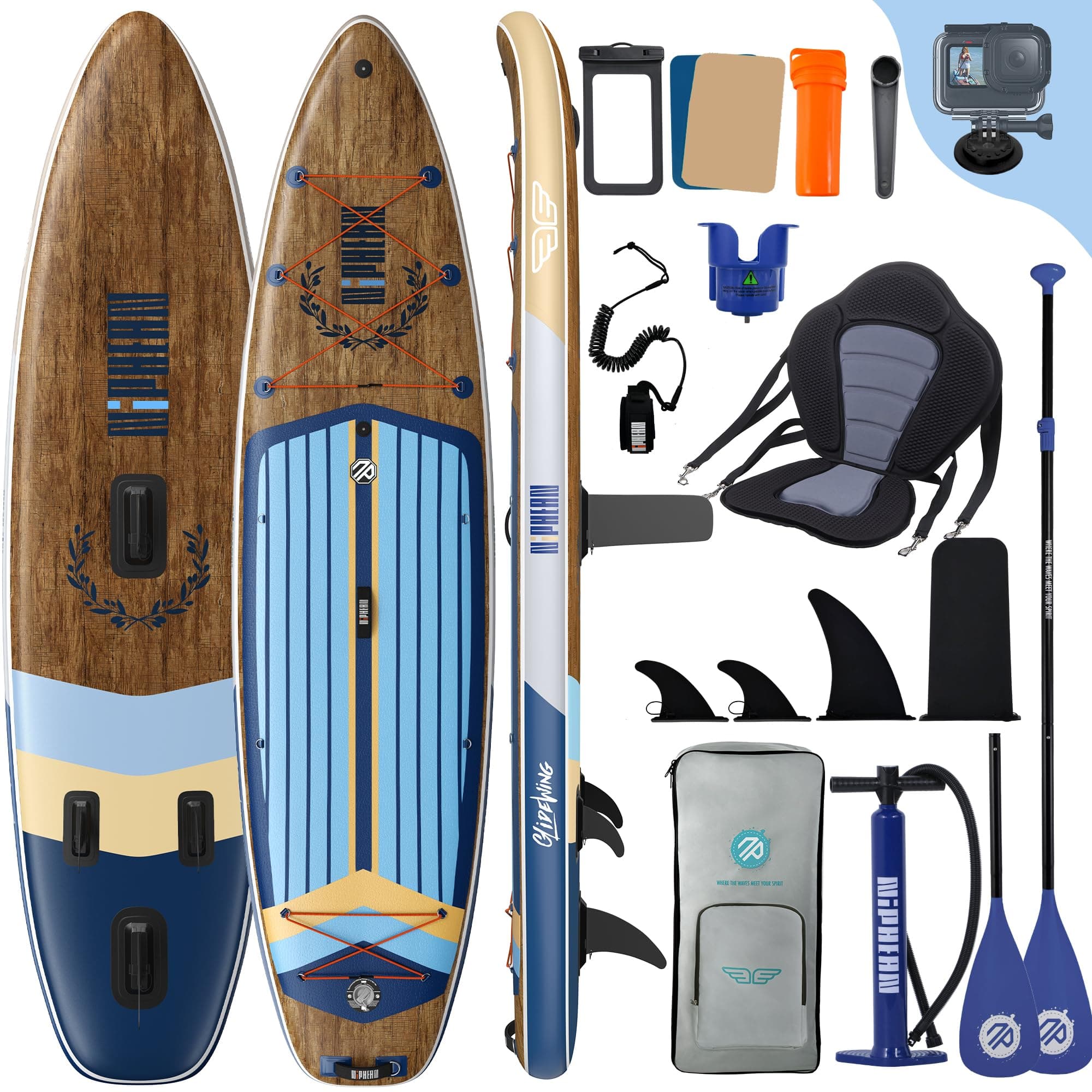 Niphean (Extra Grande) Tabla Paddle Surf Hinchable para 2+1 Personas/Familia, Paddle Surf con (Apto para Principiantes) Aleta Equilibrada, Funda Waterproof, Sup Board para Adultos, Regalo