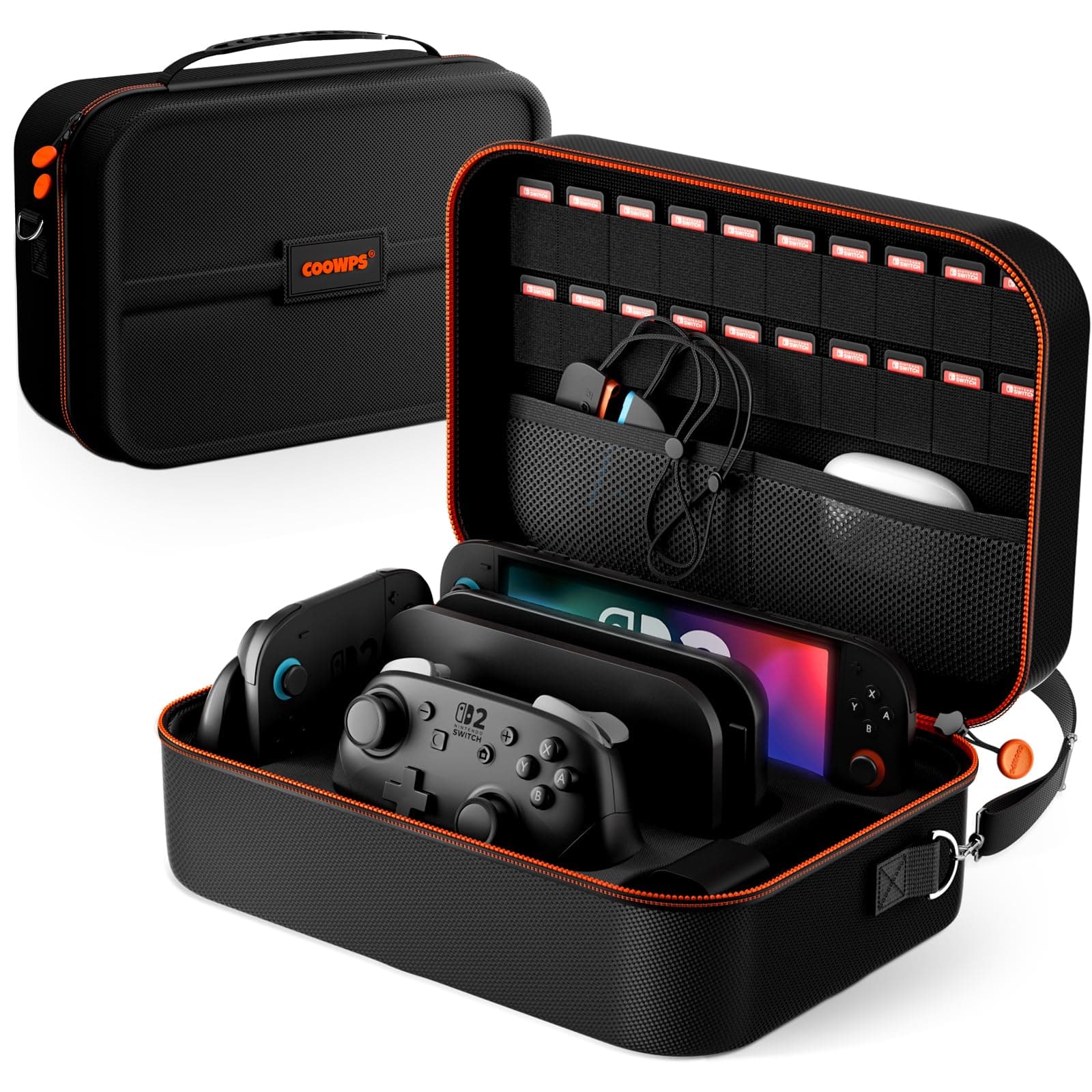 ZOZOVR Switch 2 Funda para Nintendo Switch 2 (2025), Estuche RíGida PortáTil con ProteccióN Total para Viajes, 20 Ranuras para Juegos , Bolsa Grande Antipolvo para Switch 2 Accesorios , Negro