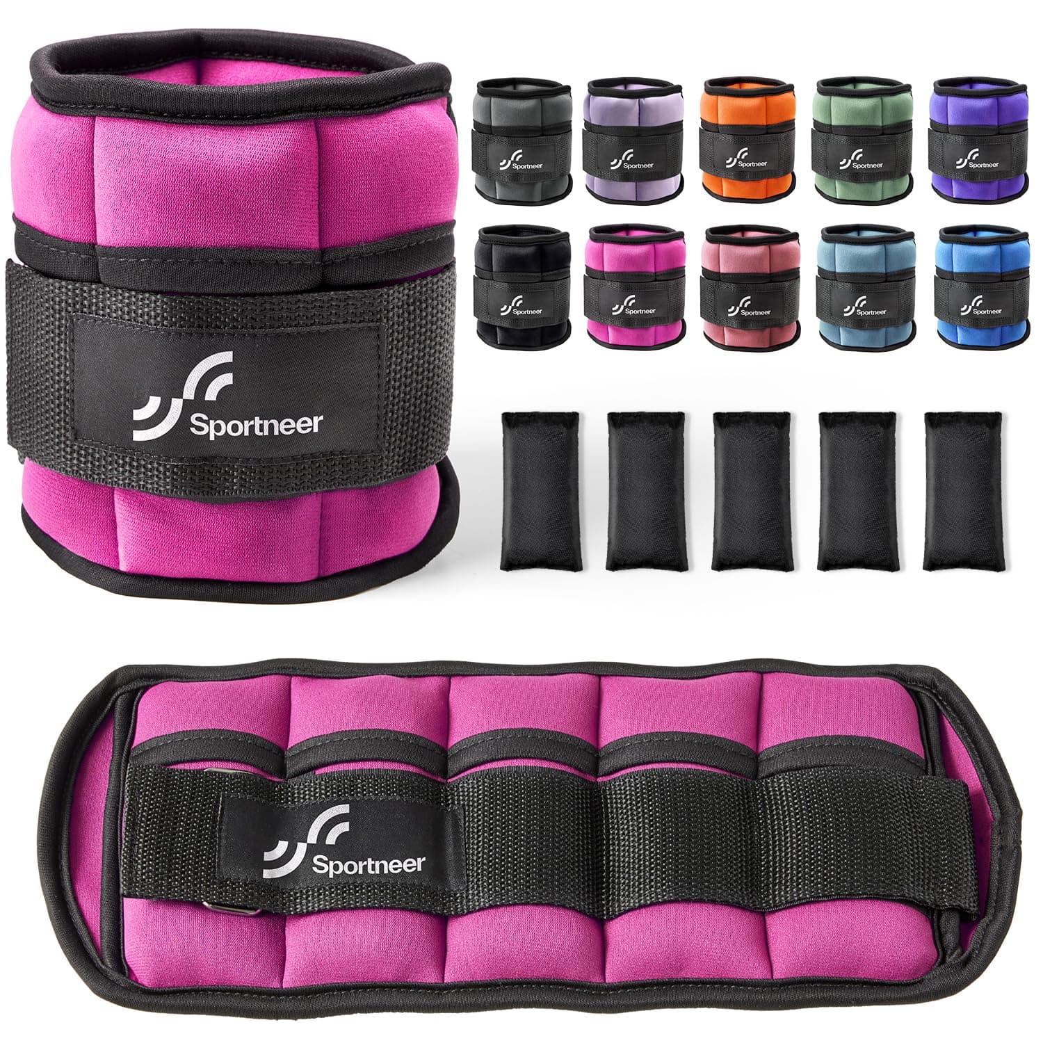 Sportneer Pesi regolabili alla caviglia: 1 paio di pesi da polso da 0,9/1,8/2,7/3,6/4,5 kg, pesi per gambe per donne, uomini, palestra, fitness, allenamento, camminata, jogging, 2,2 kg per caviglia