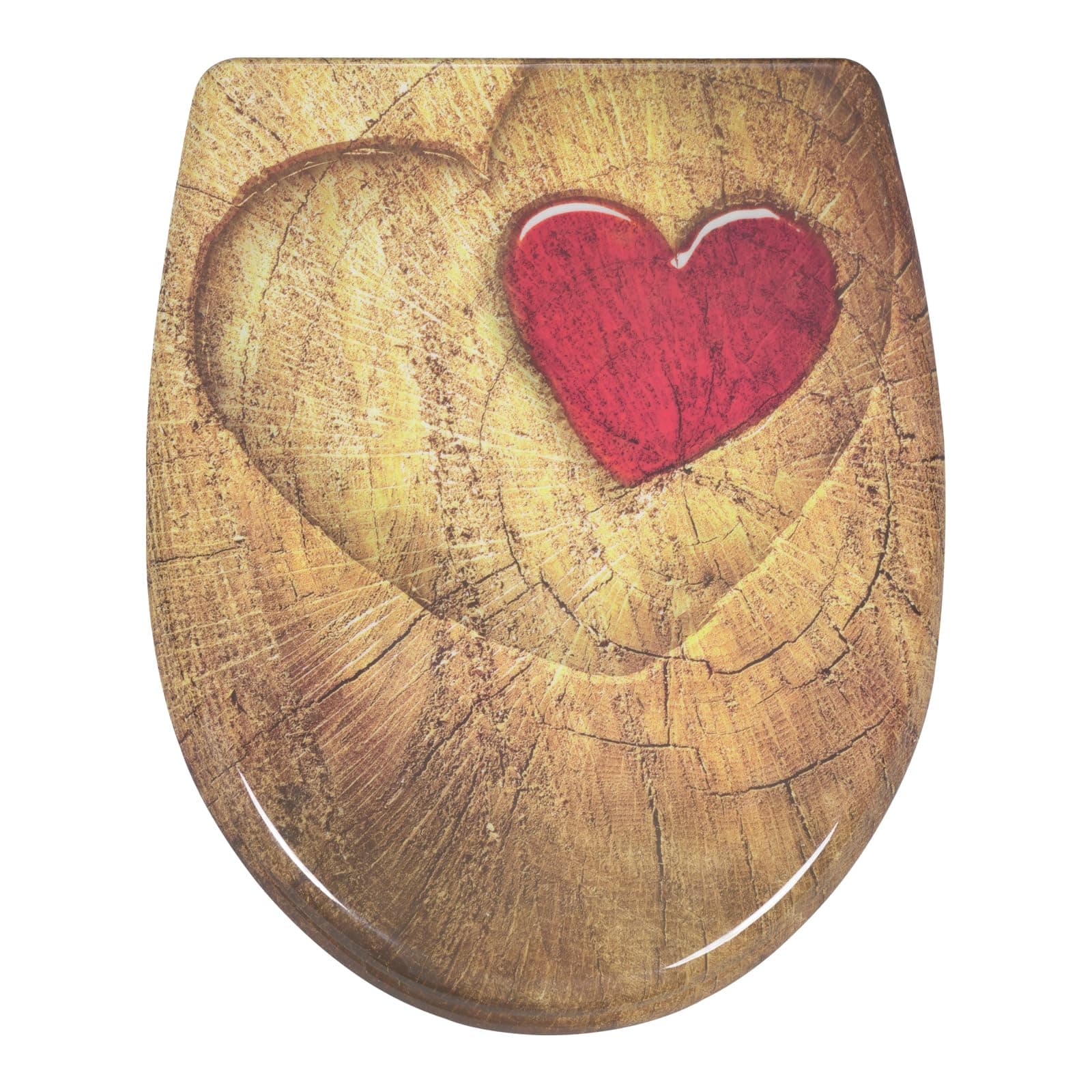 WOLTU Toilettendeckel, WC Sitz mit Absenkautomatik, Klodeckel Klobrille mit Quick-Release-Funktion, O-Form Toilettensitz mit Motiv, Montage von oben unten, 175 kg belastbar der Klobrille