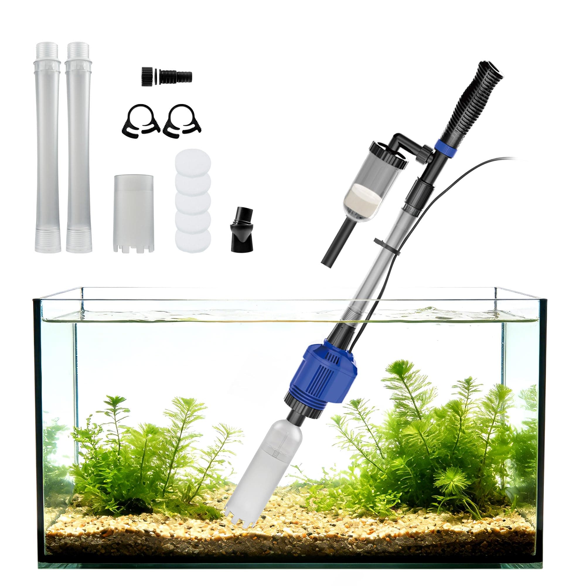 NICREW 3 en 1 Aspirateur Automatique Électrique, Nettoyeur pour Gravier et Sable avec Changement d'eau, Aspirateur de Gravier Convient pour Aquarium Moyen et Grand