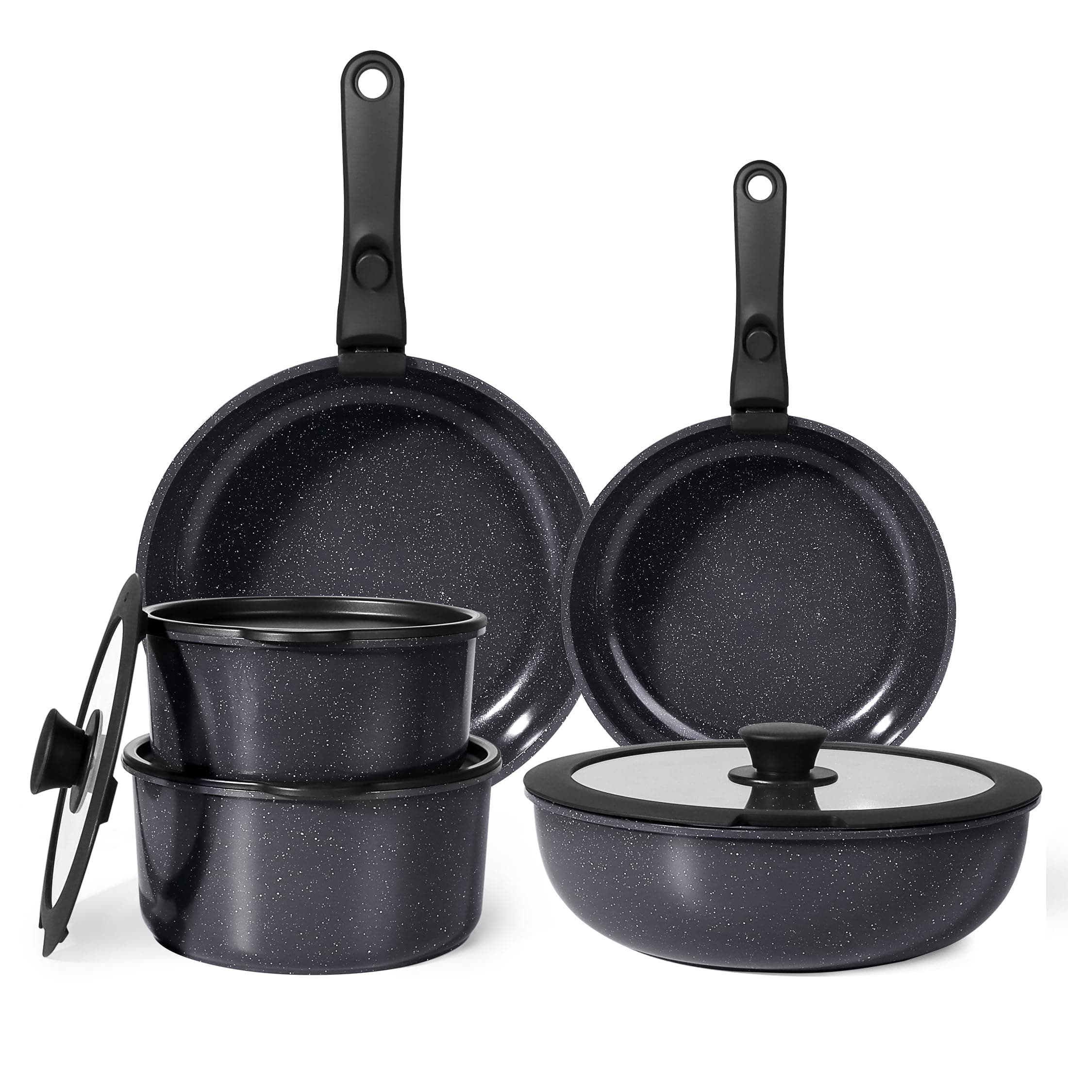 GiPP Set di Pentole e Padelle Ceramiche Antiaderenti 11 Pezzi con Manico Amovibile - Cucina Sana per Camper, Senza Tossine, Compatibile Induzione/Forno/Lavastoviglie