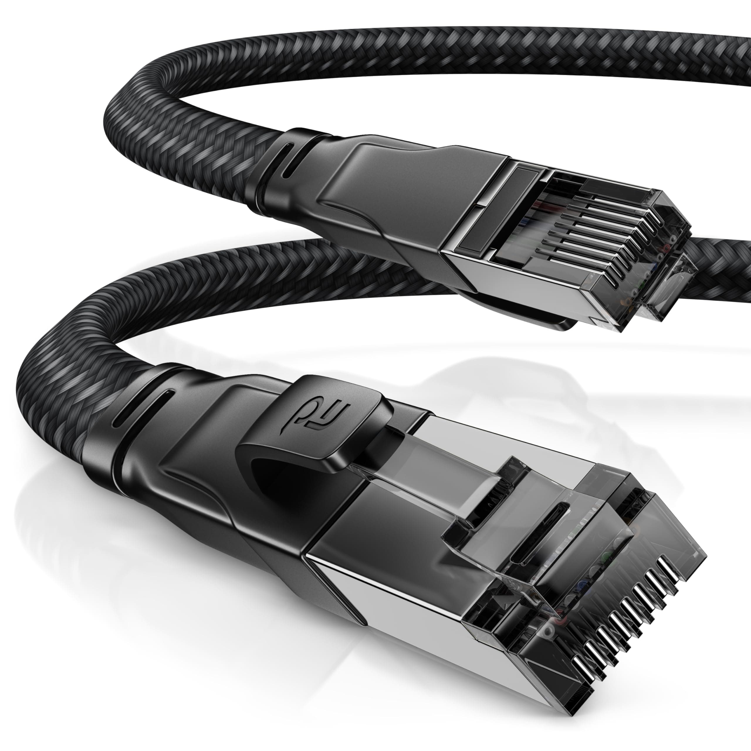 CSL - 3m CAT8.1 Netzwerkkabel Flach 40 Gbits - Baumwollmantel - LAN Kabel Patchkabel - CAT8 Gigabit RJ45 Ethernet Cable - 40000 Mbits Geschwindigkeit - Flachbandkabel - Verlegekabel - CAT6 CAT7