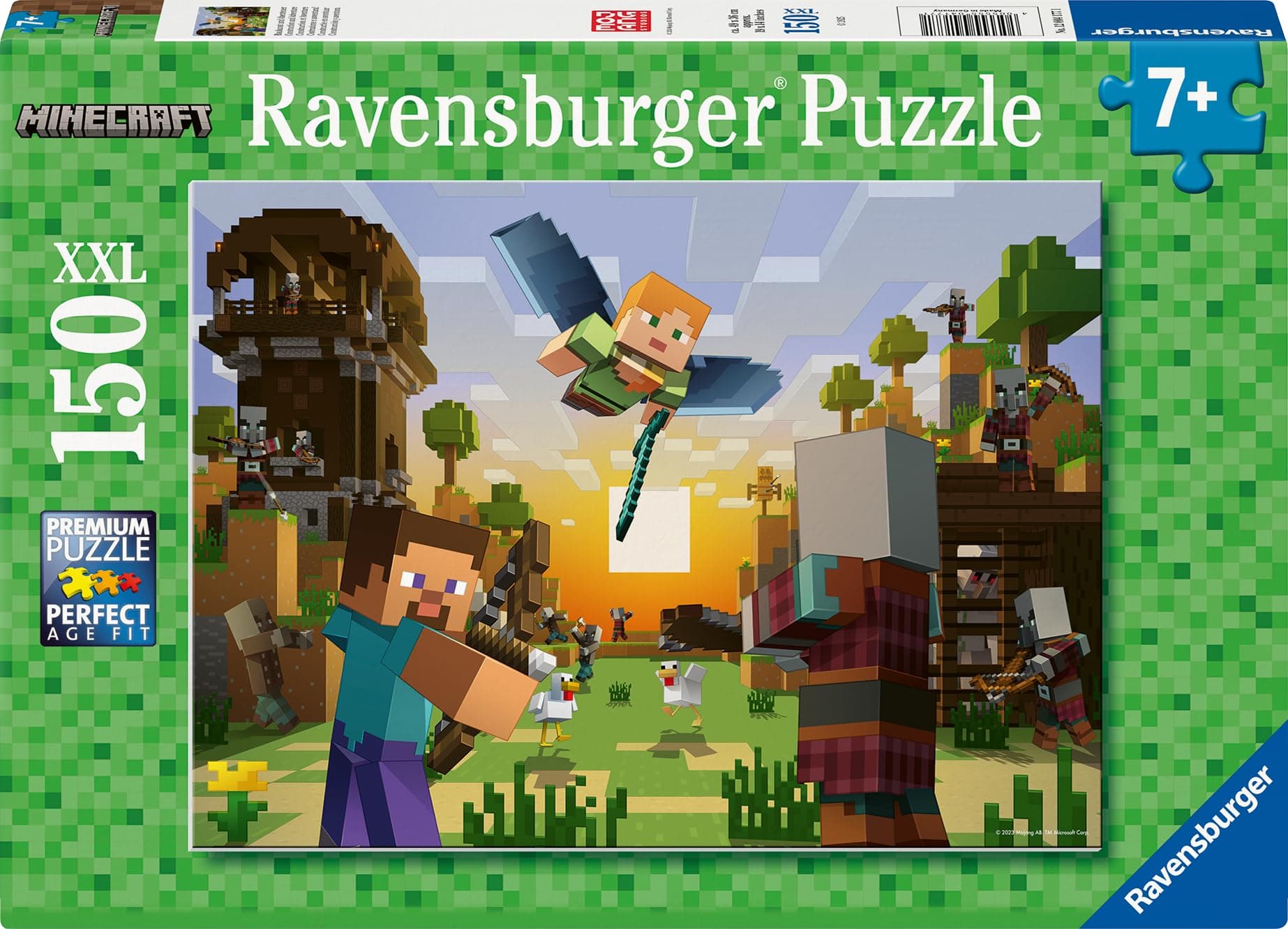 Ravensburger Kinderpuzzle - 12004177 - Minecraft Baukunst und Abenteuer - Minecraft Puzzle für Kinder ab 7 Jahren, mit 150 Teilen im XXL-Format, Geschenk Junge und Mädchen