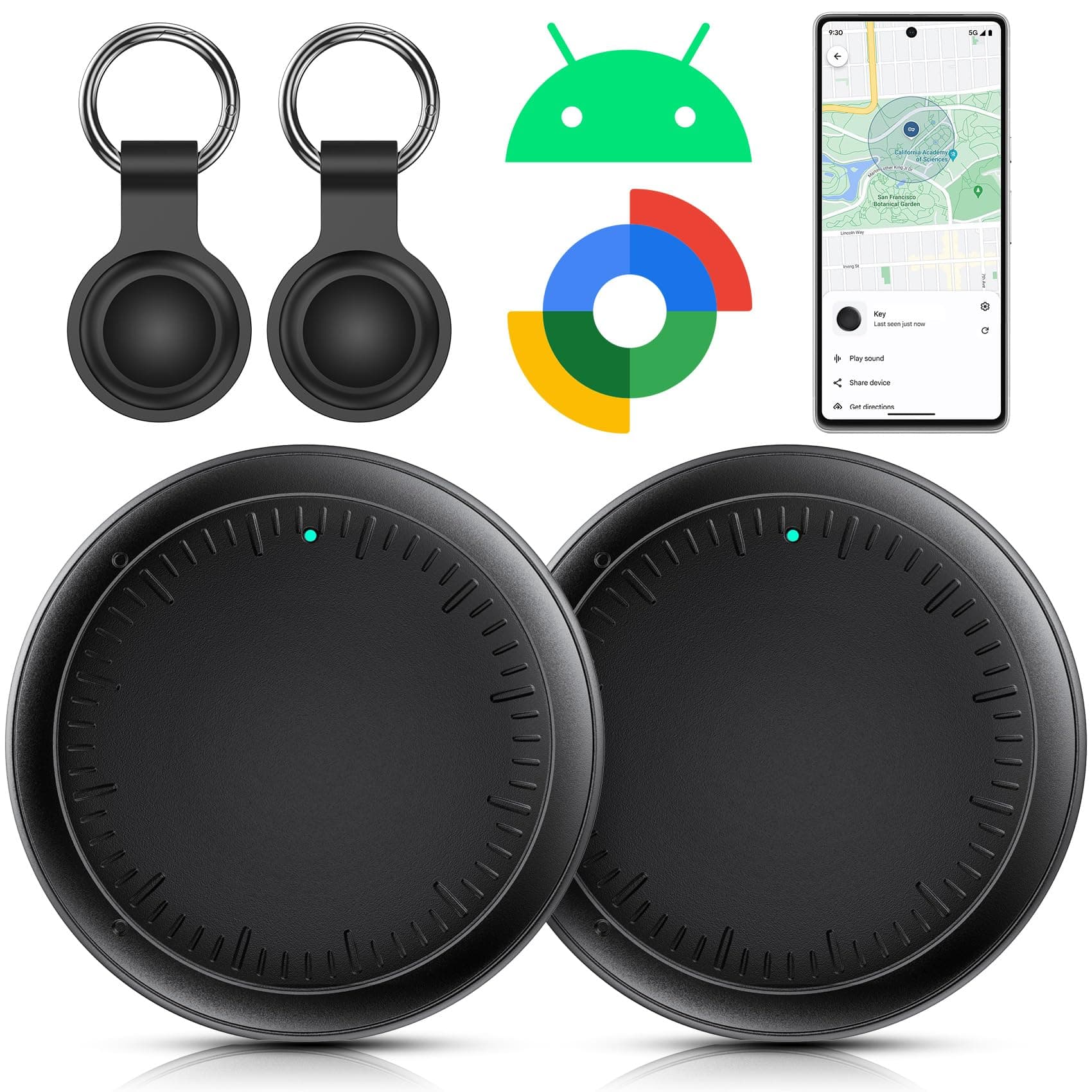 Air Tracker Tag Android, 2 Pezzi Smart tag Android, Funziona con Google Dov'è App, Bluetooth Trova Oggetti, Air Tracker Tag Bluetooth Localizzatore Chiavi per Chiavi/Bagagli/Valigie
