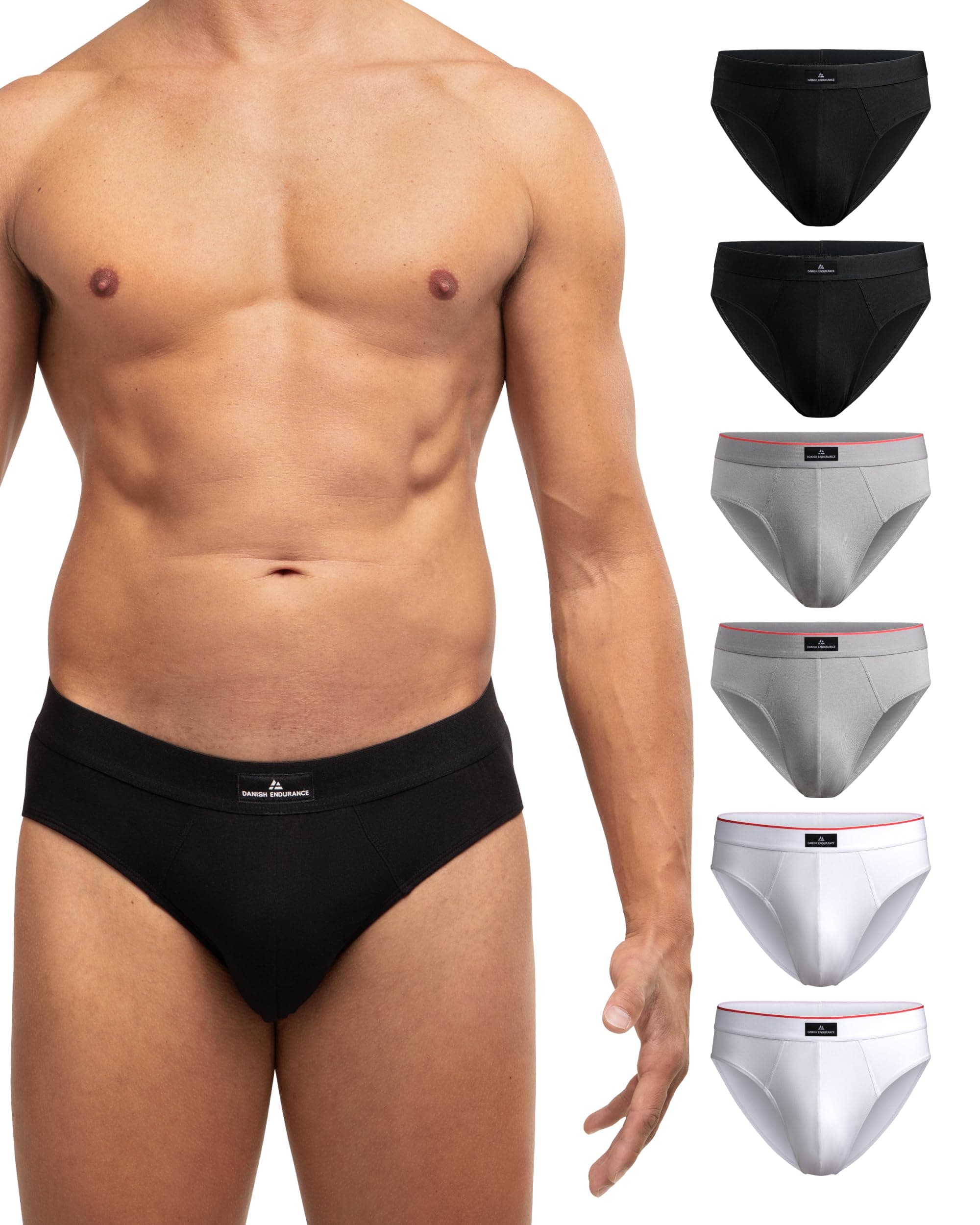 Danish Endurance 6 Pack Slip in Cotone da Uomo, Vita Comoda, Senza Etichette