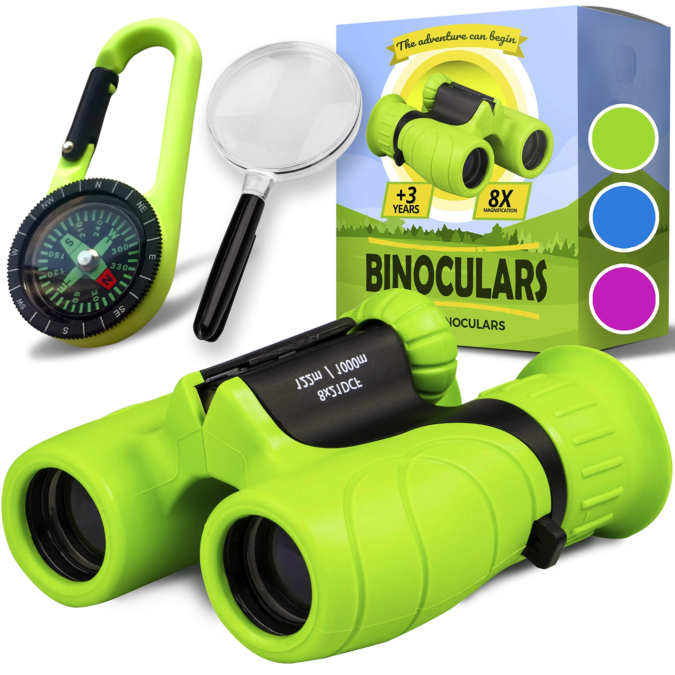 Binocolo Bambini - Regalo ottimale - pasqua - Forte ingrandimento 8X21 - Set Esploratore Completo con Lente d'Ingrandimento e Bussola - Giochi per bambino e bambina di 3-12 anni - La Pasqua