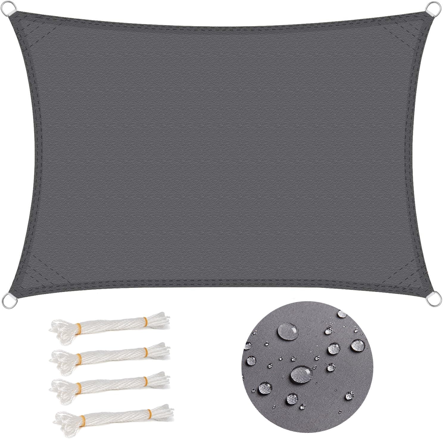 WOLTU Vela ombreggiante 4x5m in PES 160 g/m² Idrorepellente Tenda a Vela Parasole Rettangolare Protezione Solare Respirante Anti UV Giardino Esterni Grigio