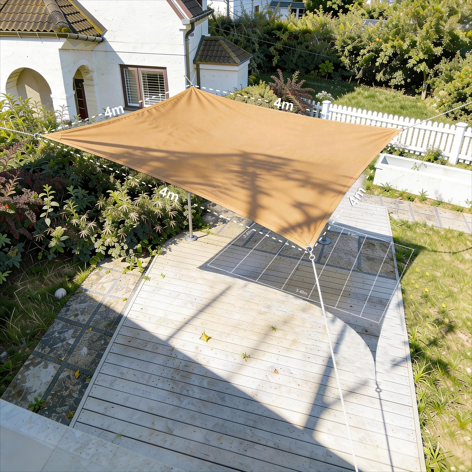 HAIKUS Voile d'ombrage Carré 4x4 m, Toile Ombrage HDPE Respirant (185g/㎡), Filet dombrage 4m avec Protection UV pour Patio Jardin Terrasse Camping Extérieur, Sable 4x4m Sable